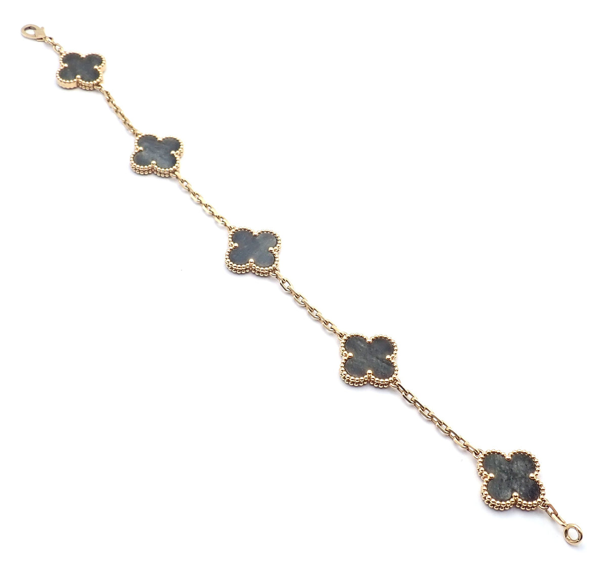 Van Cleef & Arpels Jewelry & Watches:Fine Jewelry:Bracelets & Charms Authentic! Van Cleef & Arpels Alhambra 18k Rose Gold Obsidian Bracelet Cert.