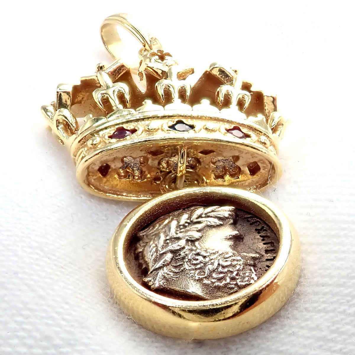 Dolce&Gabbana Jewelry & Watches:Fine Jewelry:Necklaces & Pendants Rare Vintage Dolce & Gabbana 18k Yellow Gold Crown Ancient Coin Pendant Charm