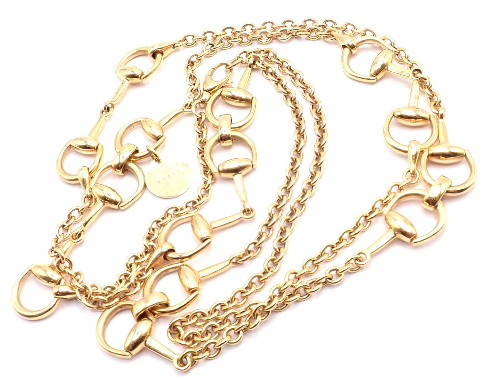 Gucci Jewelry & Watches:Fine Jewelry:Necklaces & Pendants Authentic! Gucci Equestrian 18k Yellow Gold 36" Long Horsebit Link Necklace
