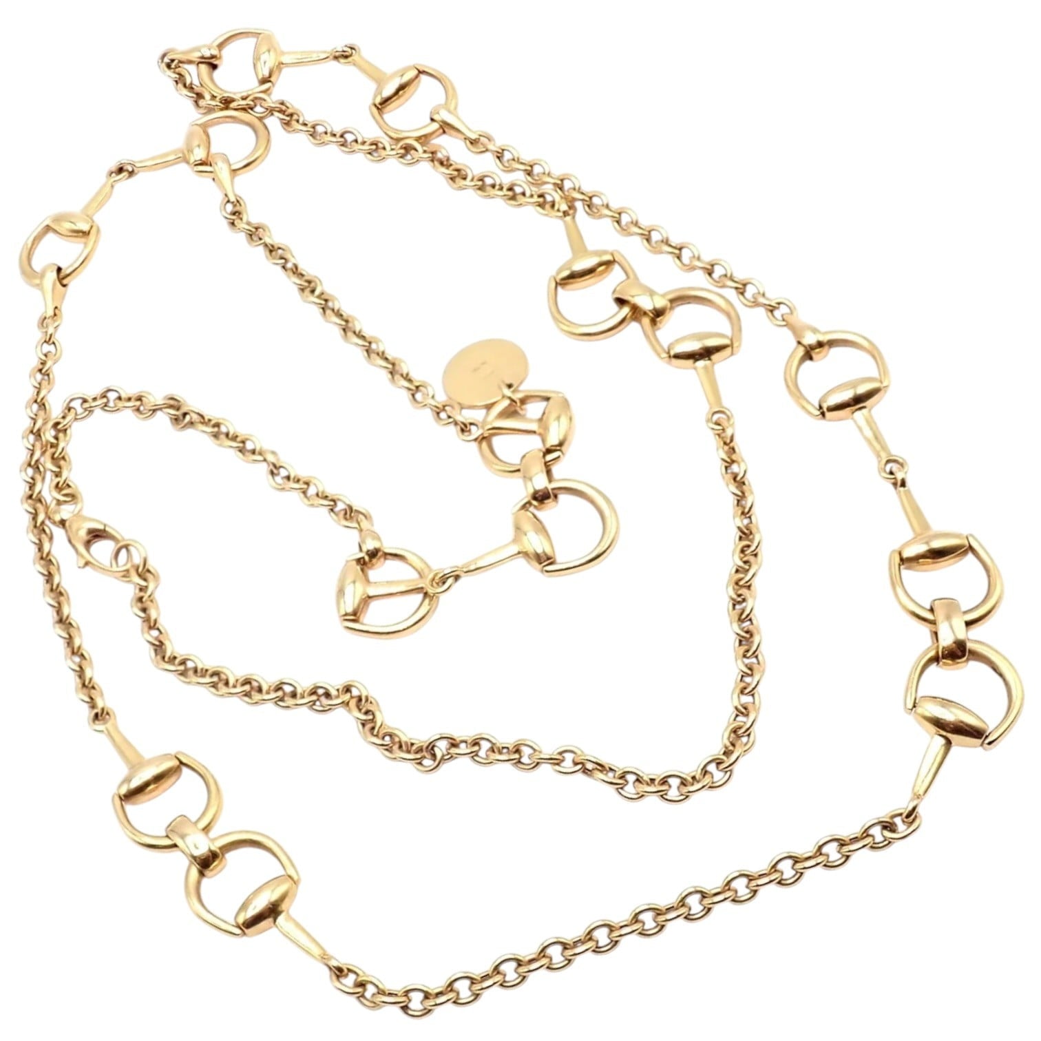 Gucci Jewelry & Watches:Fine Jewelry:Necklaces & Pendants Authentic! Gucci Equestrian 18k Yellow Gold 36" Long Horsebit Link Necklace