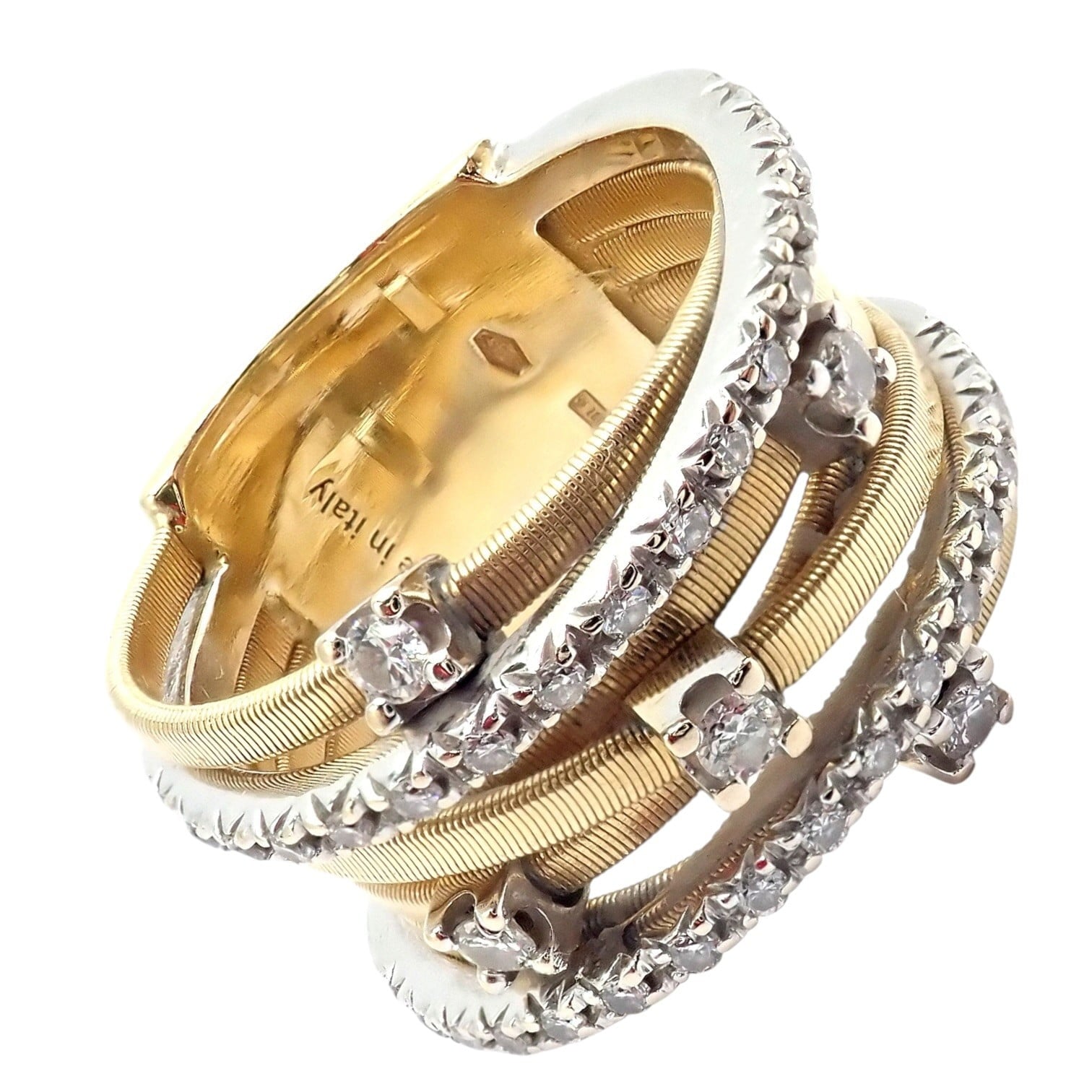 Marco Bicego Jewelry & Watches:Fine Jewelry:Rings Authentic! Marco Bicego 18k Yellow White Gold Diamond 7 Row Goa Ring sz 6.5
