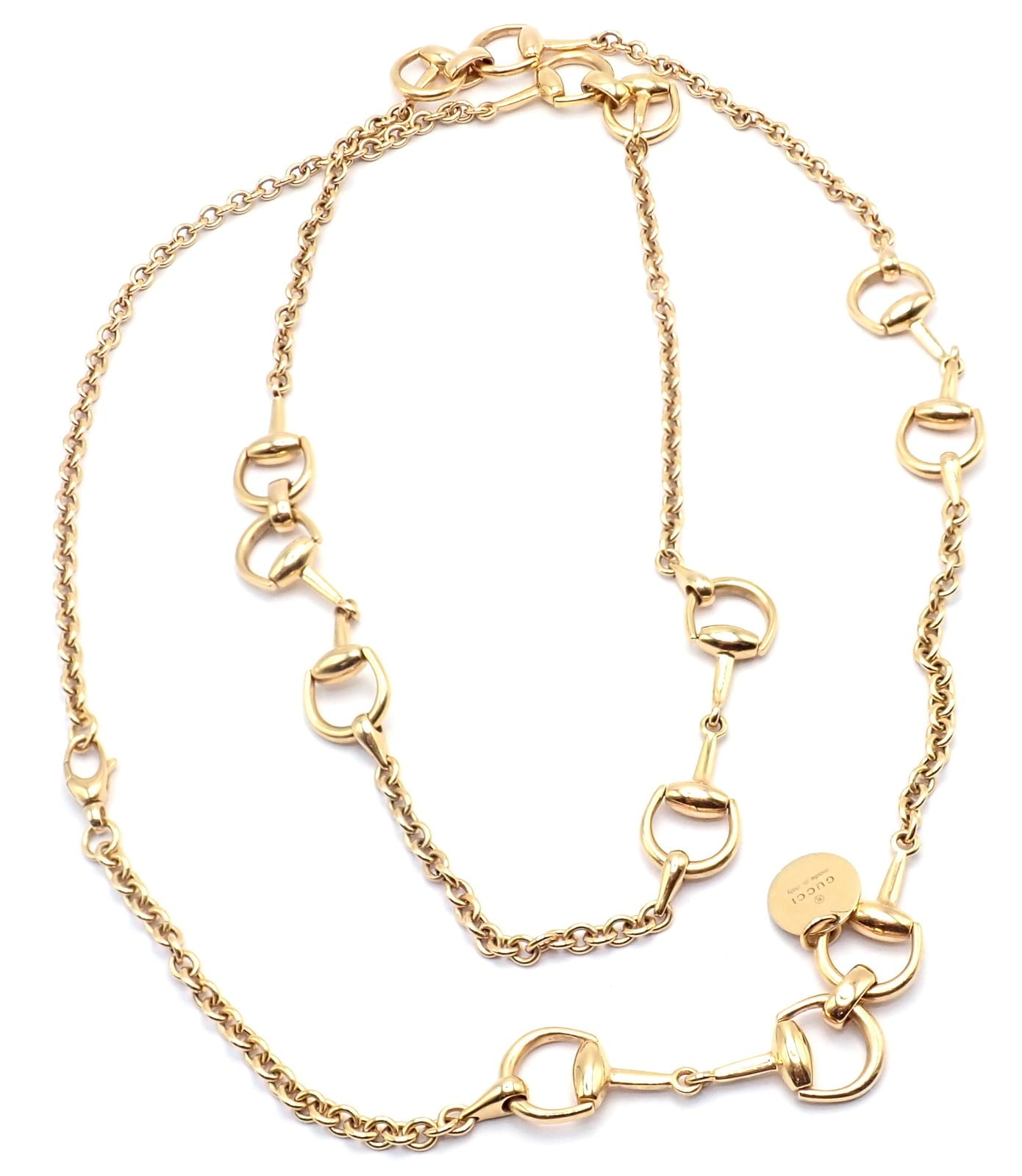 Gucci Jewelry & Watches:Fine Jewelry:Necklaces & Pendants Authentic! Gucci Equestrian 18k Yellow Gold 36" Long Horsebit Link Necklace