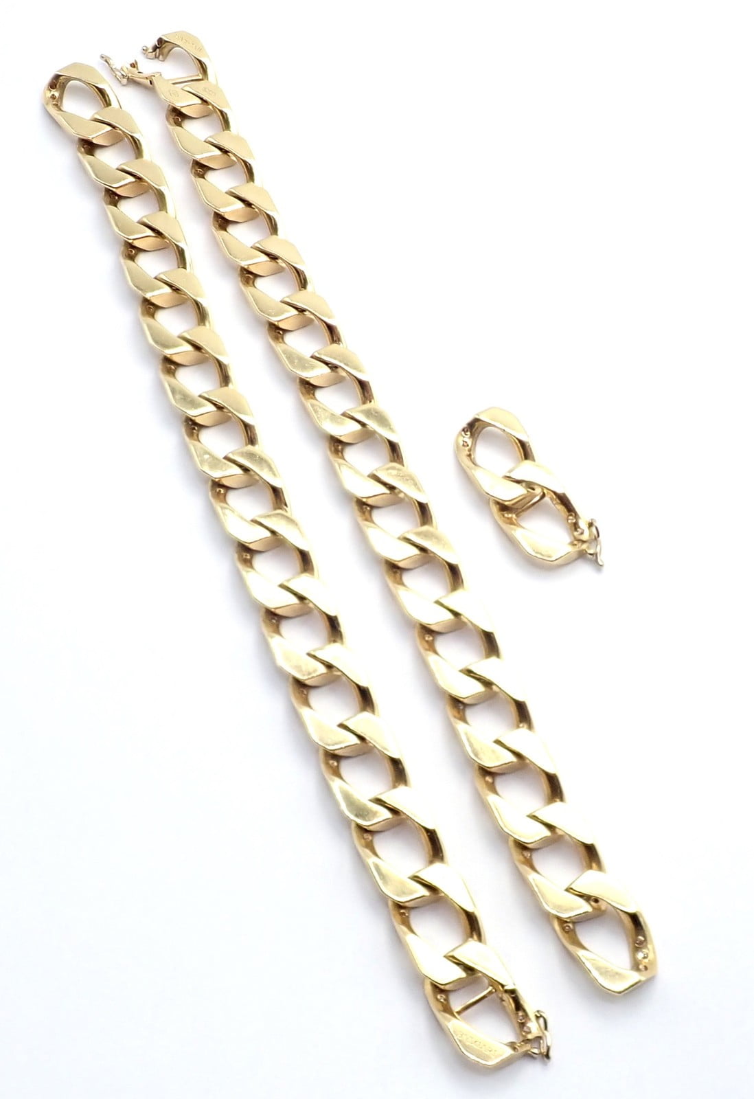 Bvlgari Jewelry & Watches:Fine Jewelry:Necklaces & Pendants Authentic! Bvlgari Bulgari 18k Yellow Gold Diamond Two Link Bracelets Necklace
