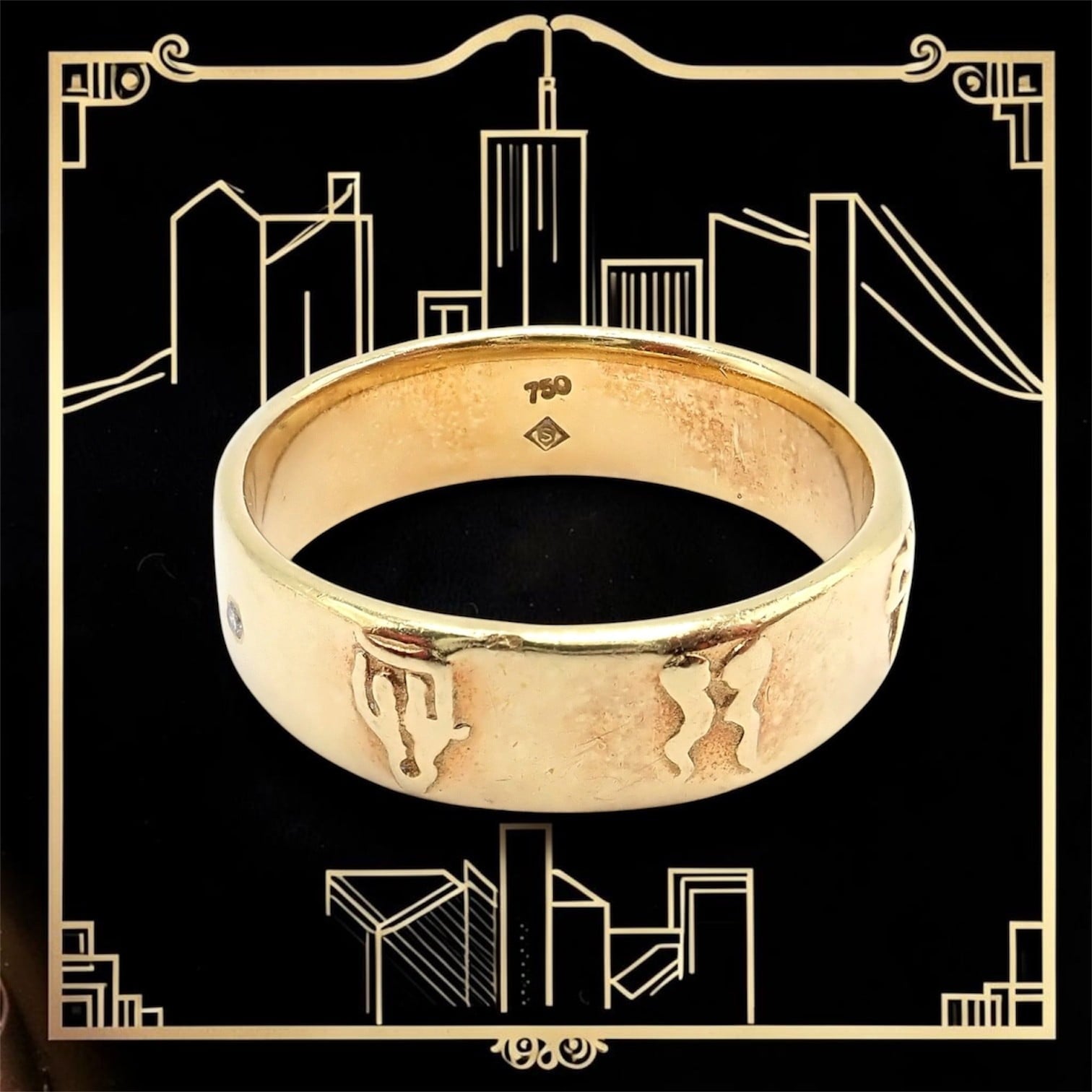 H.Stern Jewelry & Watches:Fine Jewelry:Rings Authentic! H. Stern 18k Yellow Gold Diamond Glyph Band Ring sz 7