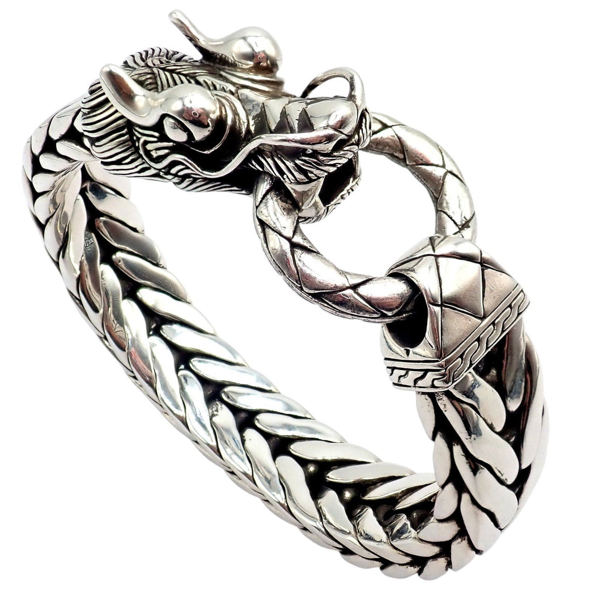 John Hardy Jewelry & Watches:Fine Jewelry:Bracelets & Charms Authentic! John Hardy JH Silver Wide Naga Dragon Large Mens XL Bracelet