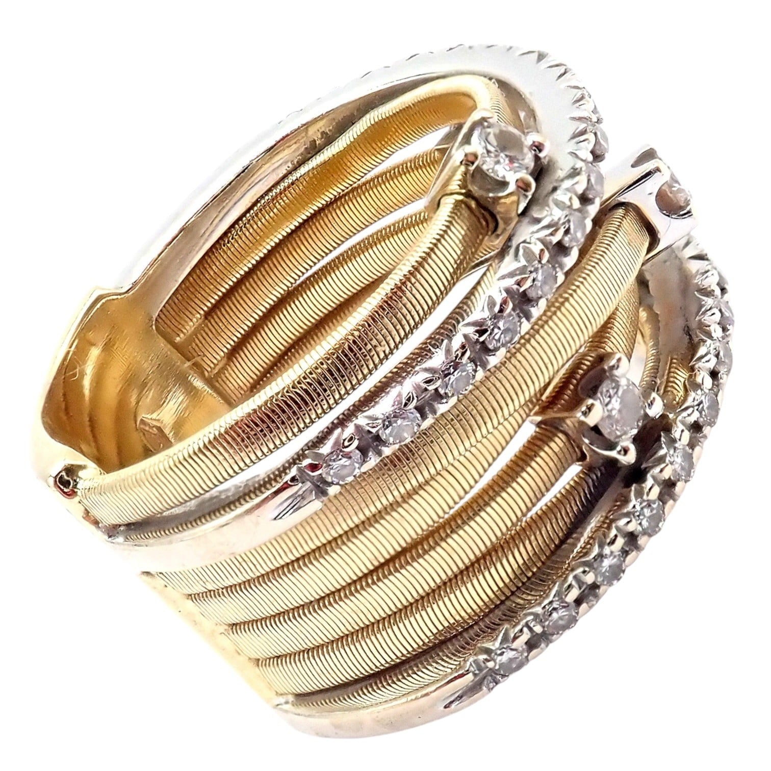 Marco Bicego Jewelry & Watches:Fine Jewelry:Rings Authentic! Marco Bicego 18k Yellow White Gold Diamond 7 Row Goa Ring sz 6.5