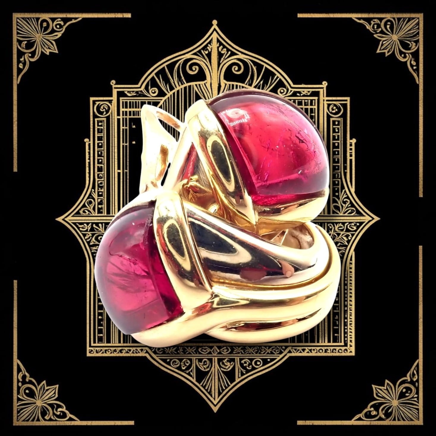 Vintage! Bulgari Bvlgari 18k Yellow & White Gold Pink Tourmaline Earrings | Fortrove