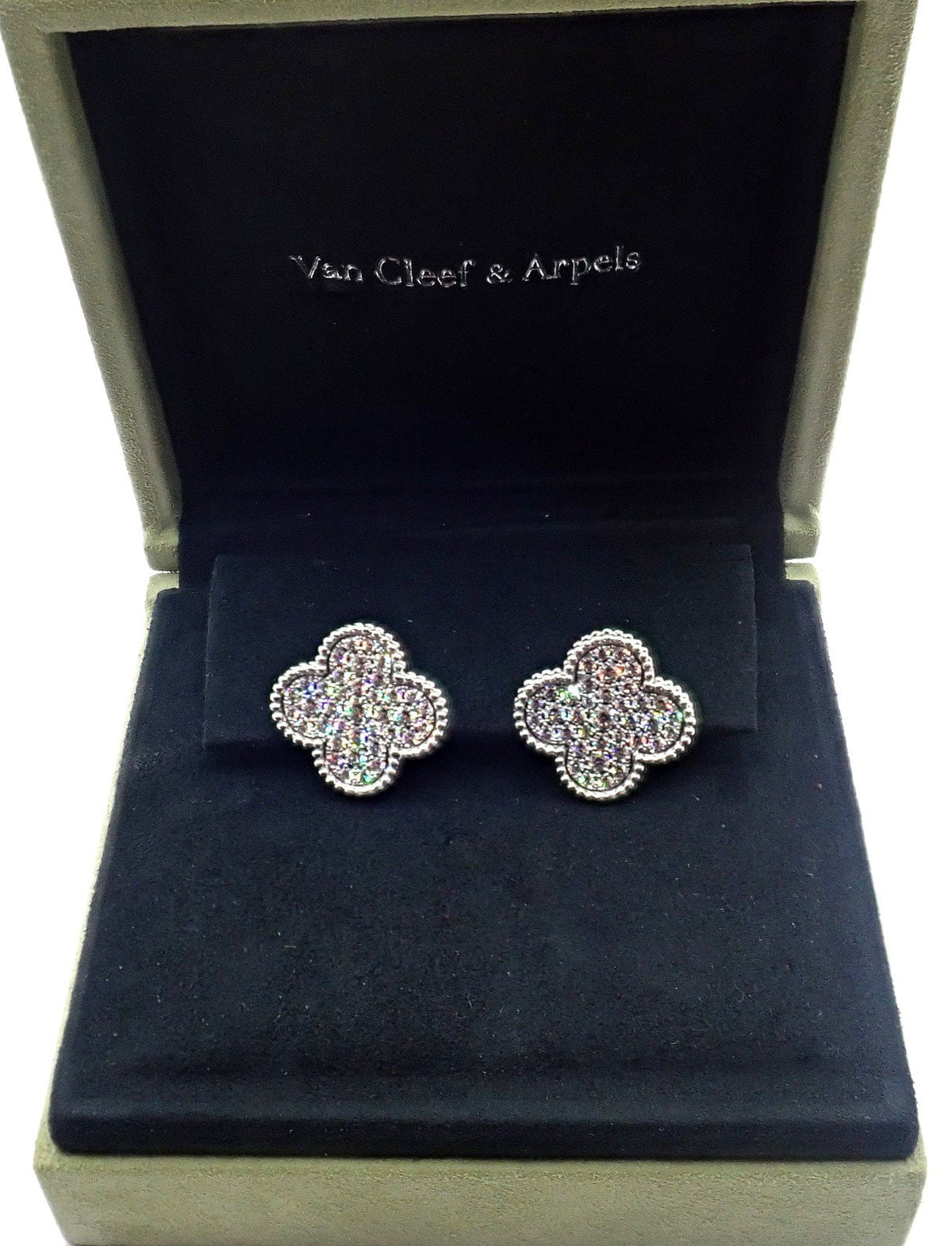 Van Cleef & Arpels Jewelry & Watches:Fine Jewelry:Earrings Authentic! Van Cleef & Arpels 18k White Gold Magic Alhambra Diamond Earrings