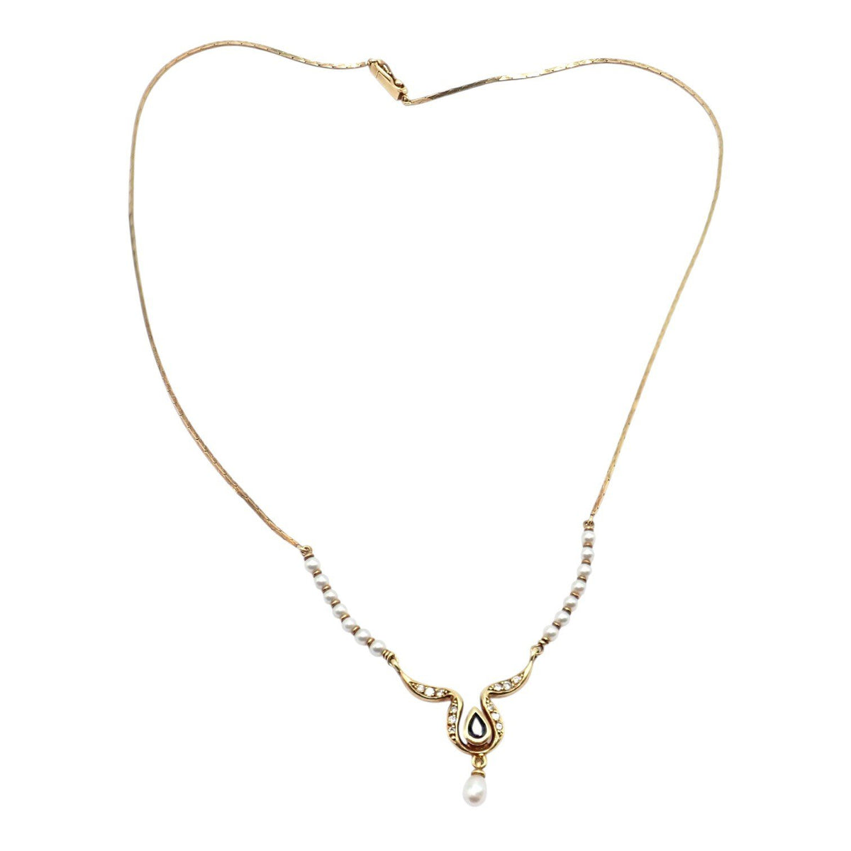 H. Stern Jewelry & Watches:Fine Jewelry:Necklaces & Pendants Rare Authentic H. Stern 18k Yellow Gold Diamond Sapphire Teardrop Pearl Necklace