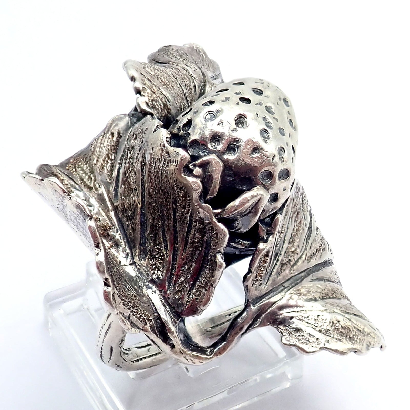 Buccellati Jewelry & Watches:Fine Jewelry:Rings Rare! Vintage Mario Buccellati Silver Strawberry Leaf Branch Ring Sz 7