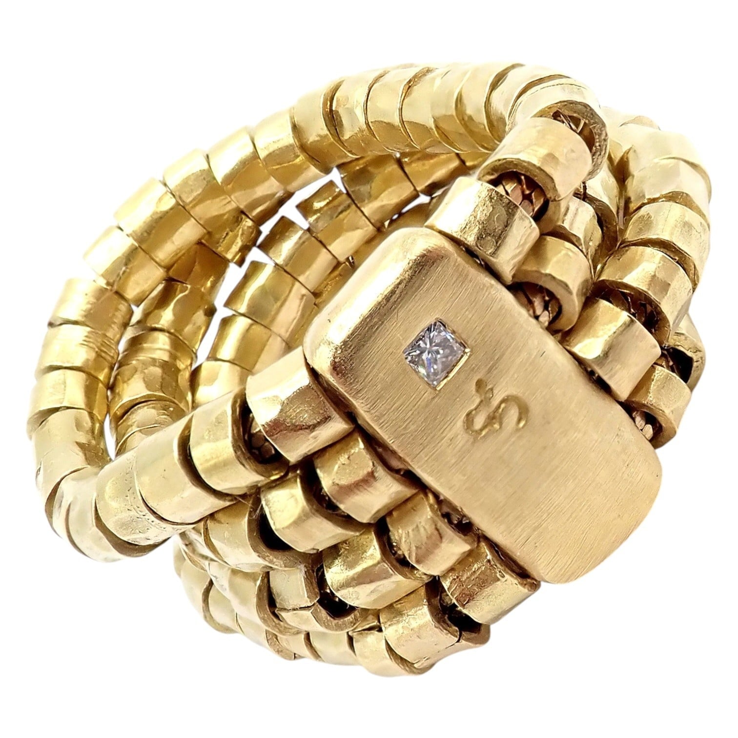 H.Stern Jewelry & Watches:Fine Jewelry:Rings Authentic! H. Stern 18k Yellow Gold Diamond 4 Strand Beaded Band Ring sz 7