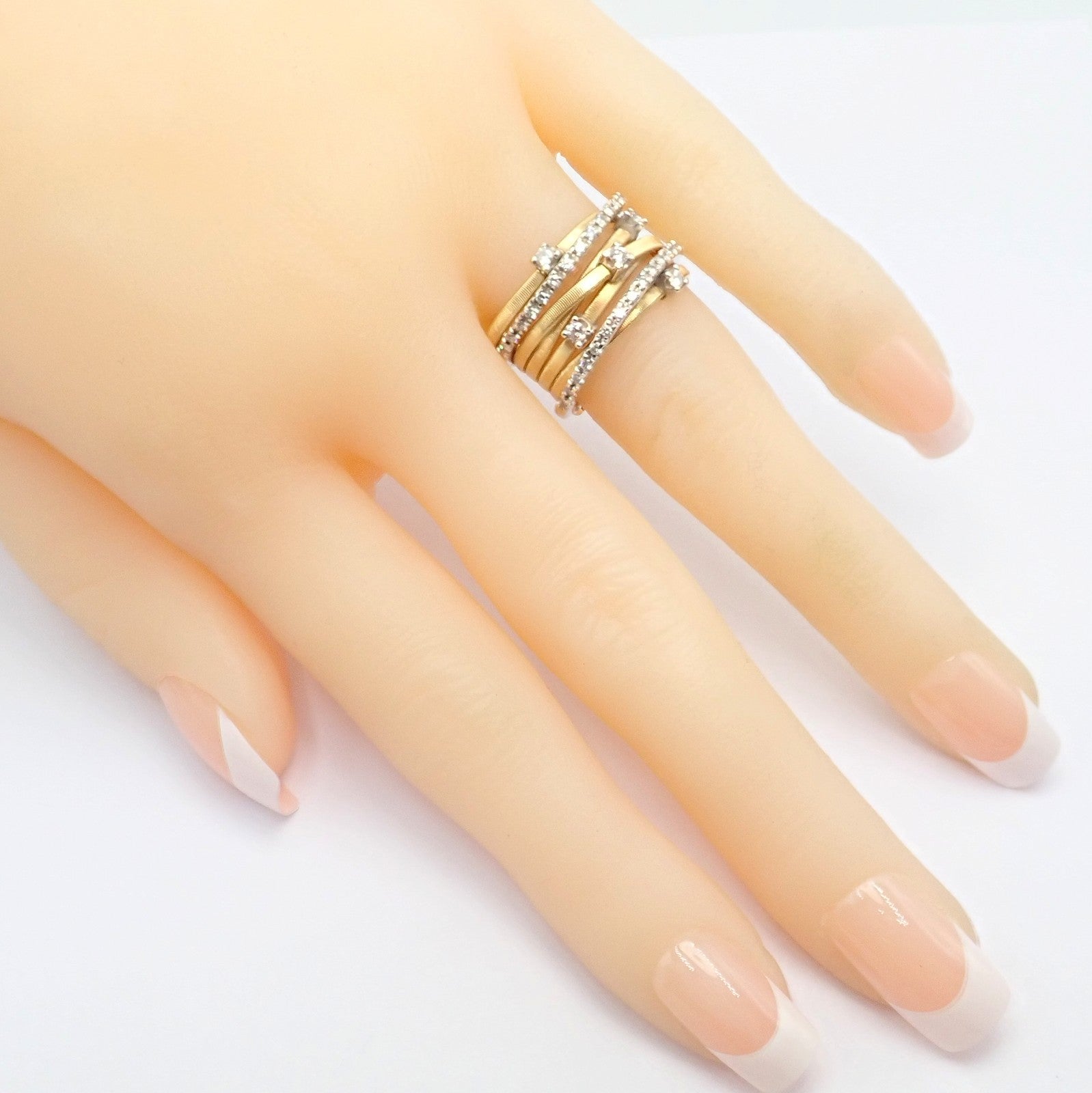 Authentic! Marco Bicego 18k Yellow White Gold Diamond 7 Row Goa Ring sz 6.5 | Fortrove