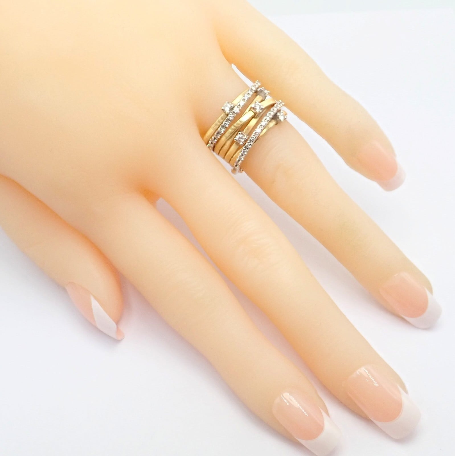 Marco Bicego Jewelry & Watches:Fine Jewelry:Rings Authentic! Marco Bicego 18k Yellow White Gold Diamond 7 Row Goa Ring sz 6.5