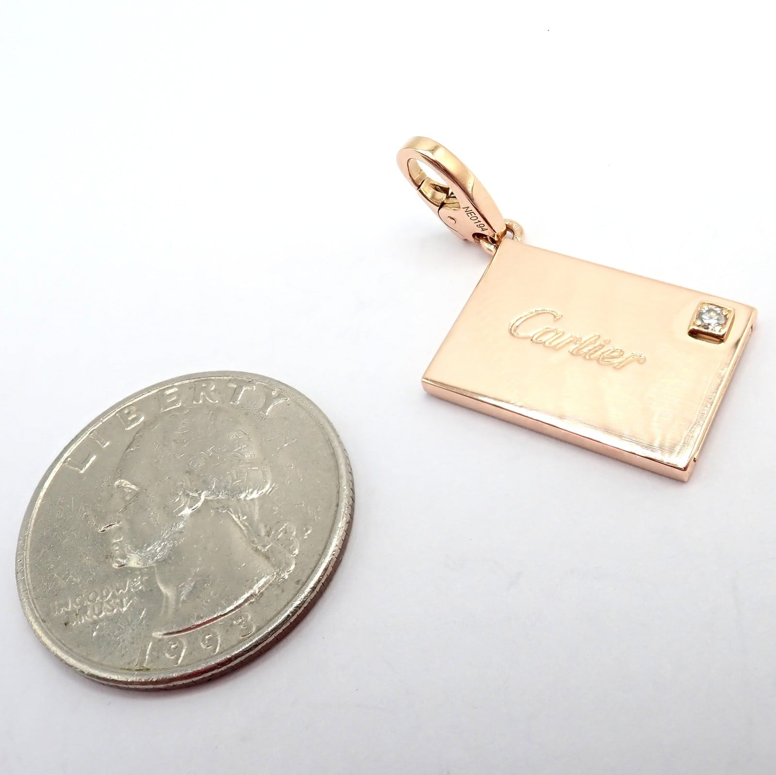 Cartier Jewelry & Watches:Fine Jewelry:Necklaces & Pendants Authentic! Cartier 18k Rose Gold Love Letter Envelope Diamond Pendant Charm