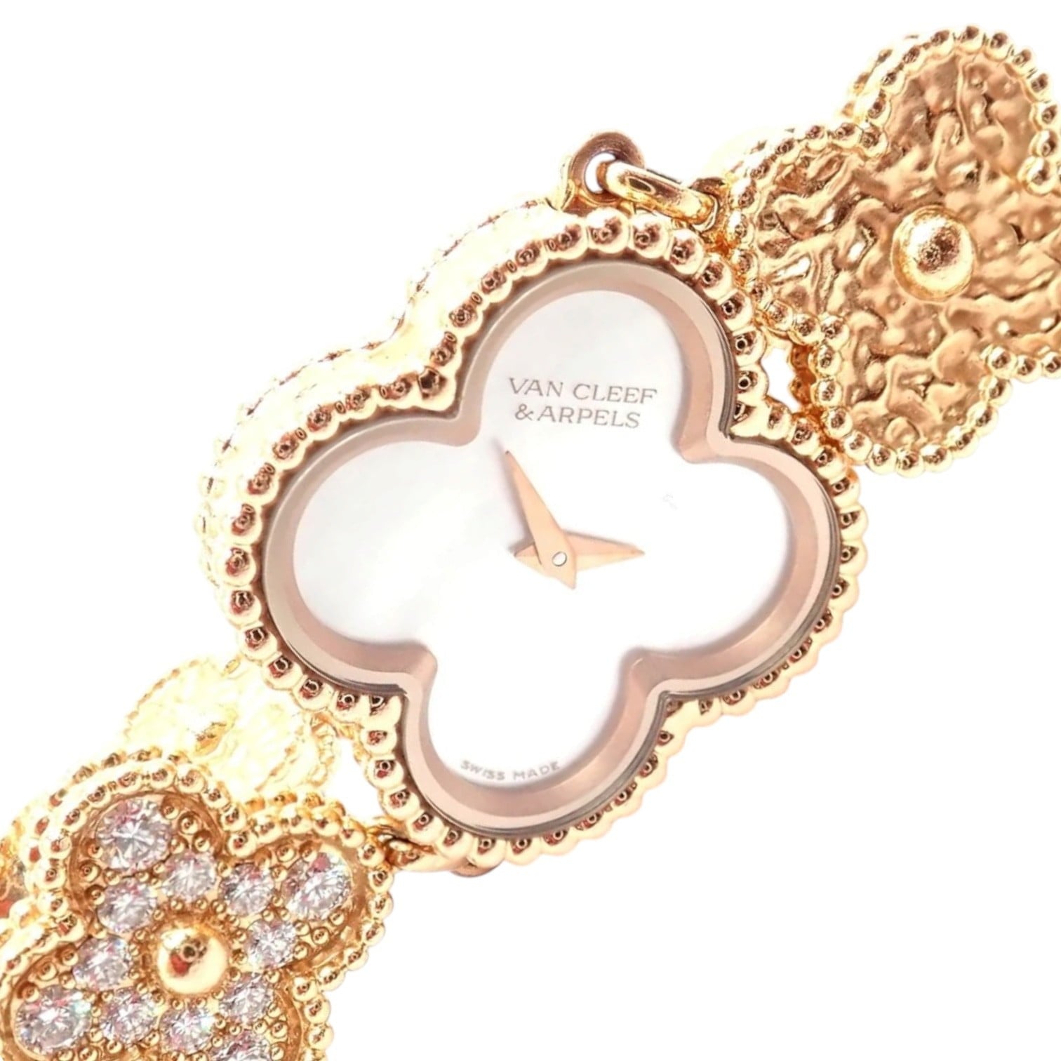 Authentic! Van Cleef & Arpels Vintage Diamond MOP Sweet Alhambra 18k Gold Watch | Fortrove