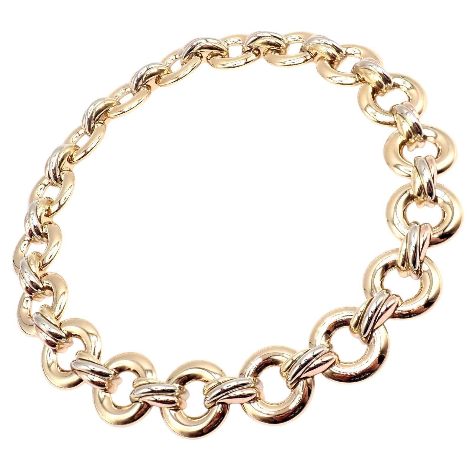 Cartier Jewelry & Watches:Fine Jewelry:Necklaces & Pendants Vintage! Authentic Cartier Trinity 18k Tri-Color Gold Round Link Necklace 1996