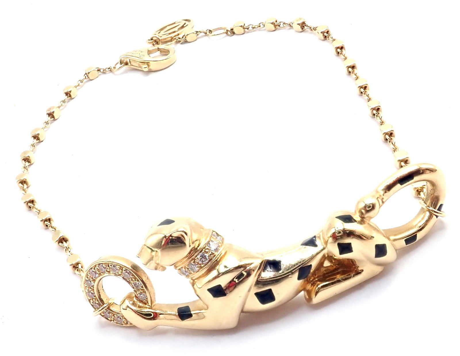 Cartier Jewelry & Watches:Fine Jewelry:Bracelets & Charms Authentic! Cartier Panther 18k Yellow Gold Diamond Tsavorite Bracelet Cert.