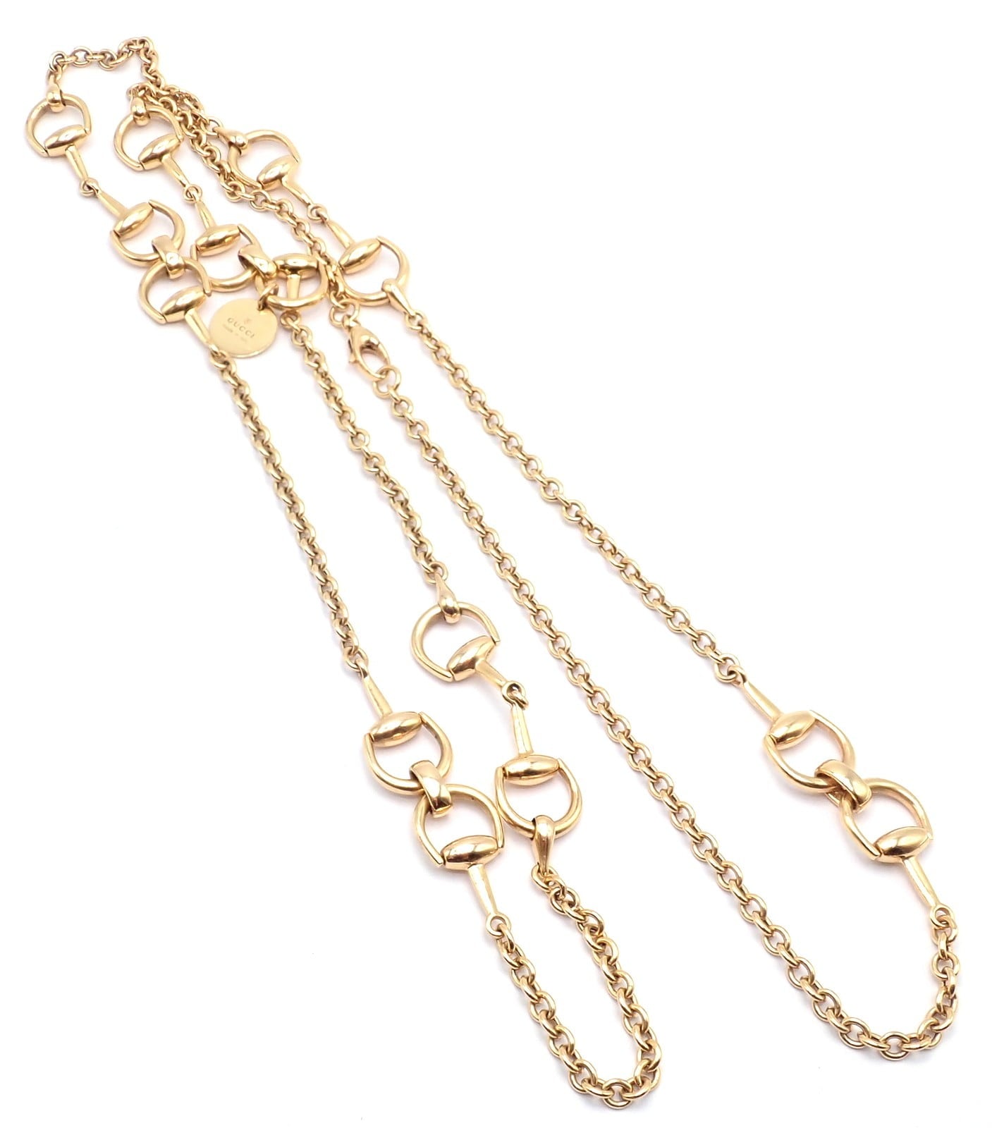 Gucci Jewelry & Watches:Fine Jewelry:Necklaces & Pendants Authentic! Gucci Equestrian 18k Yellow Gold 36" Long Horsebit Link Necklace