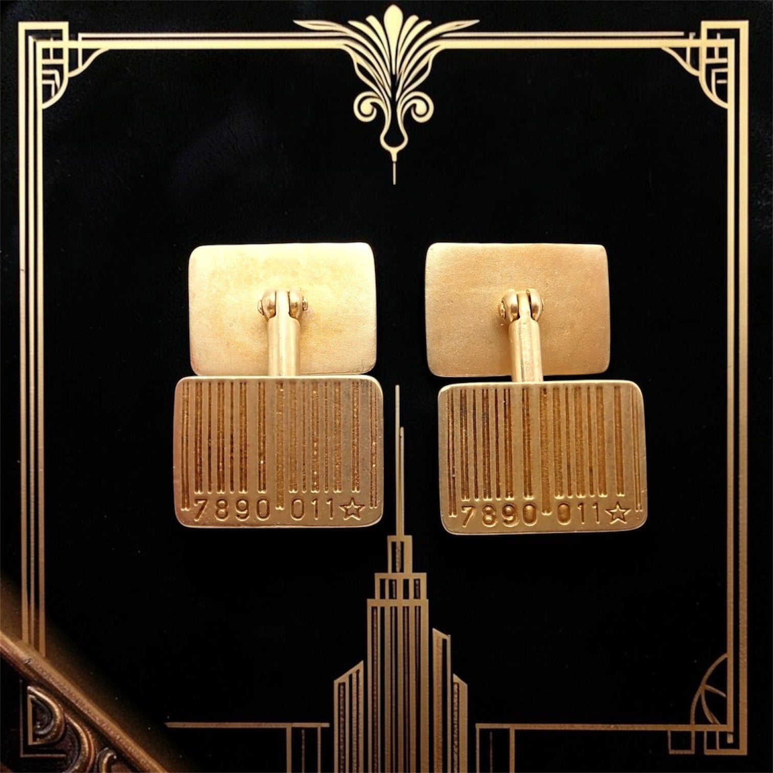 Rare! H. Stern 18k Yellow Gold UPC Bar Code Cufflinks | Fortrove