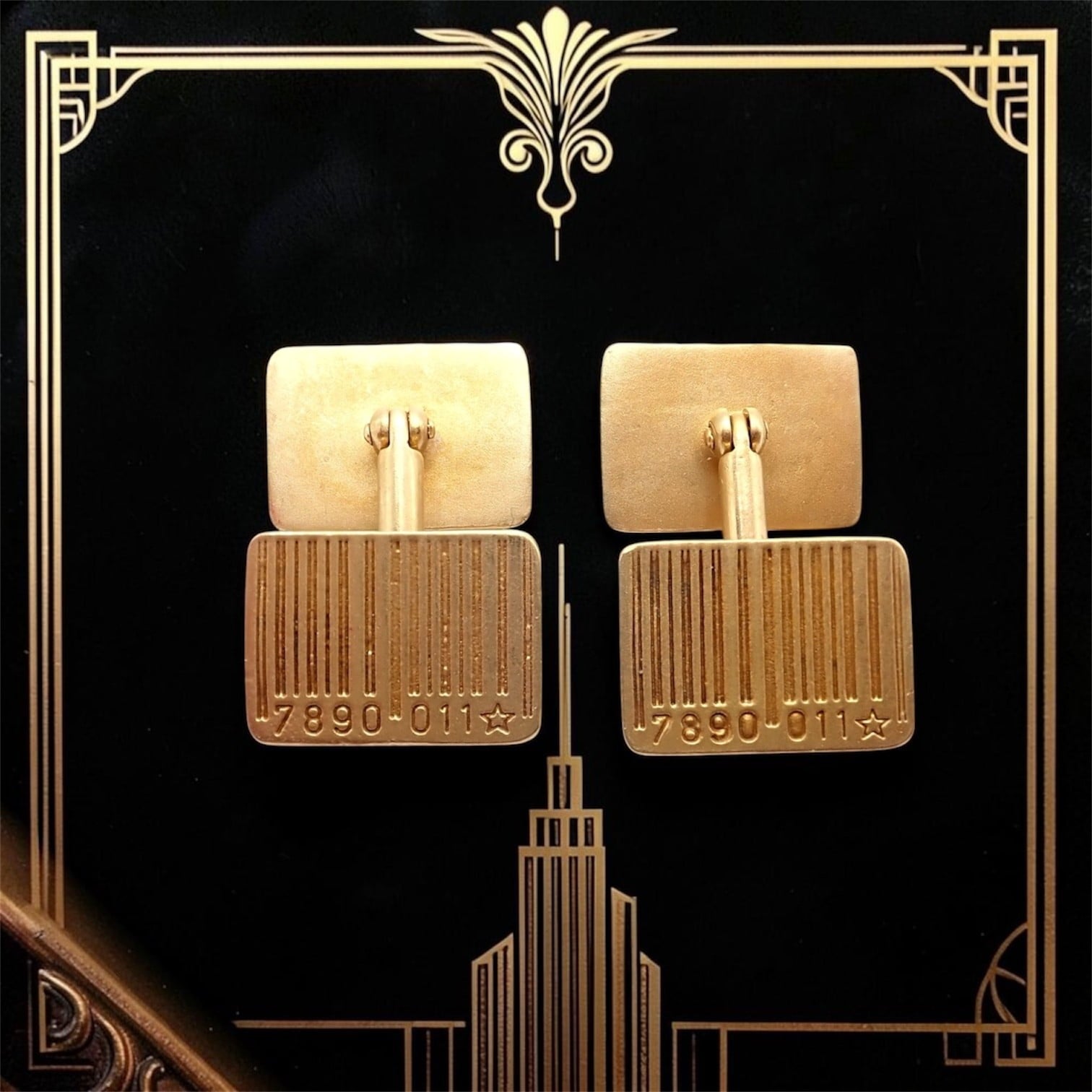 H.Stern Jewelry & Watches:Men's Jewelry:Cufflinks Rare! H. Stern 18k Yellow Gold UPC Bar Code Cufflinks