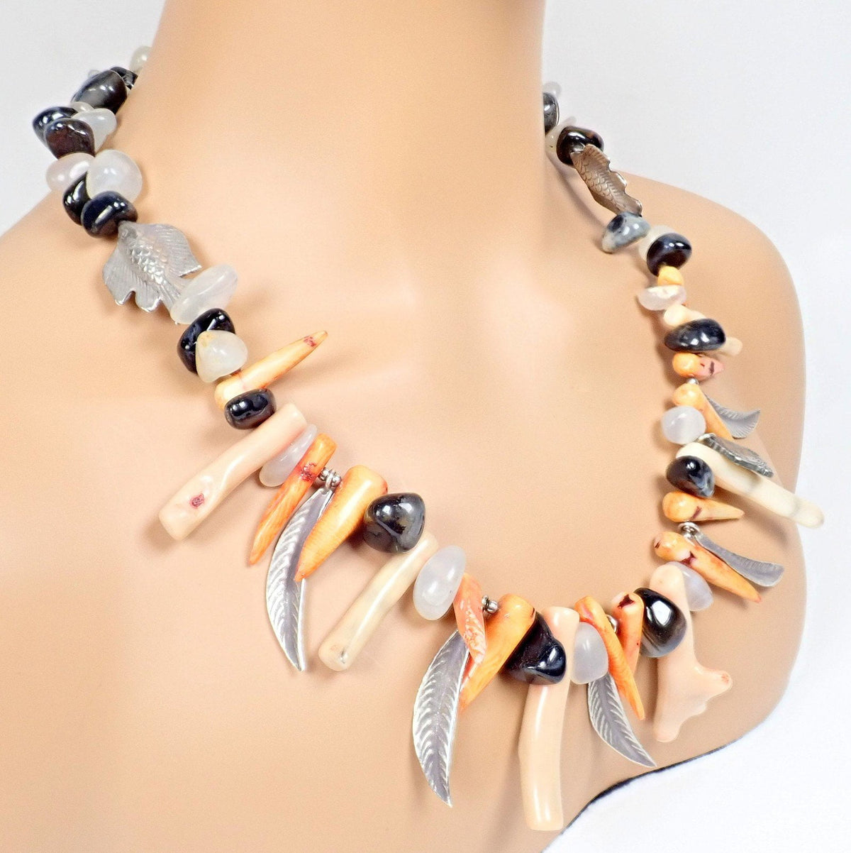 Buccellati Jewelry & Watches:Fine Jewelry:Necklaces & Pendants Rare! Mario Buccellati Free Time Silver Large Flying Fish Feather Coral Necklace