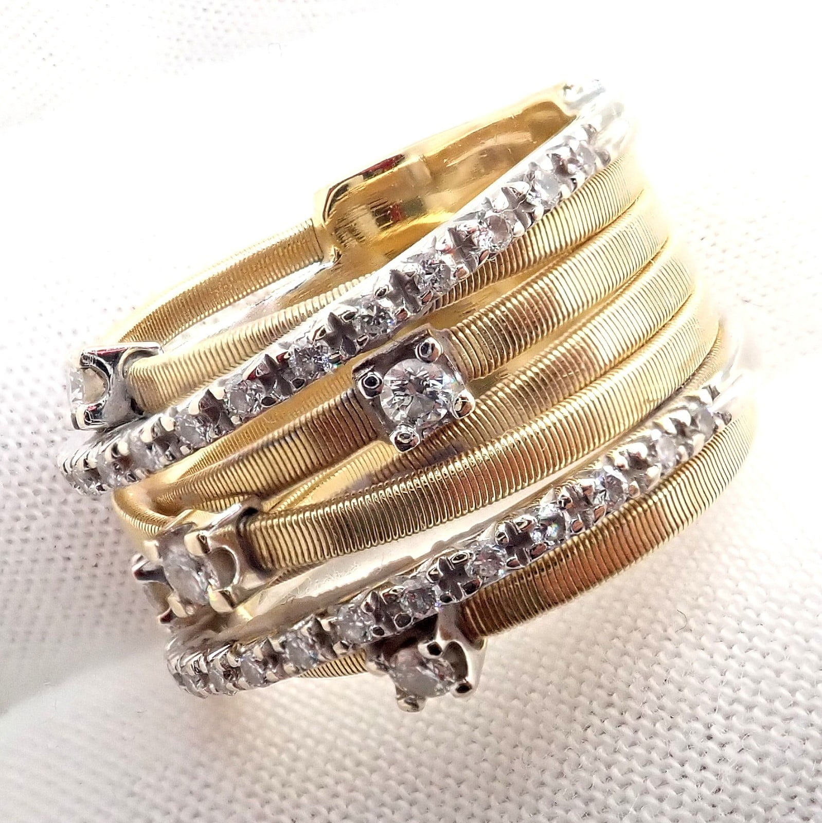 Marco Bicego Jewelry & Watches:Fine Jewelry:Rings Authentic! Marco Bicego 18k Yellow White Gold Diamond 7 Row Goa Ring sz 6.5