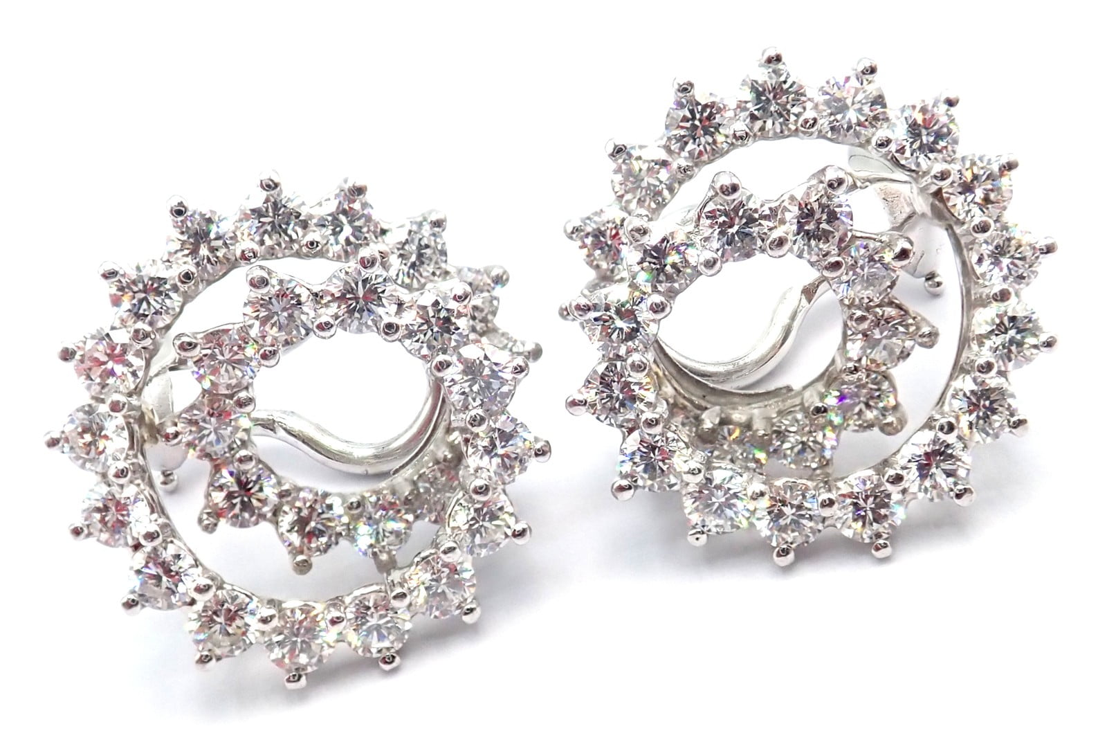 Authentic! Vintage Tiffany & Co Irid Platinum Diamond Swirl Earrings | Fortrove