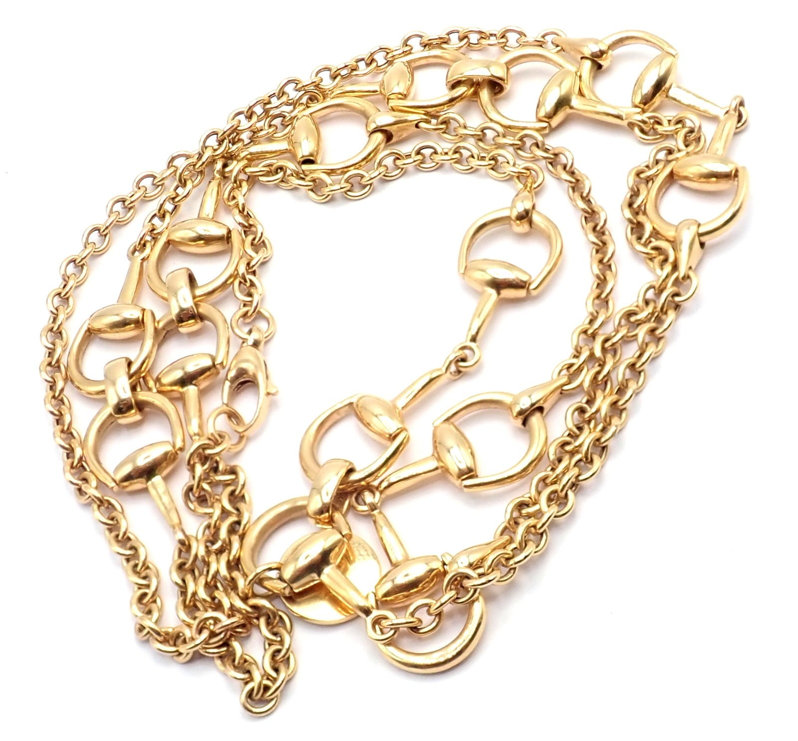 Gucci Jewelry & Watches:Fine Jewelry:Necklaces & Pendants Authentic! Gucci Equestrian 18k Yellow Gold 36" Long Horsebit Link Necklace