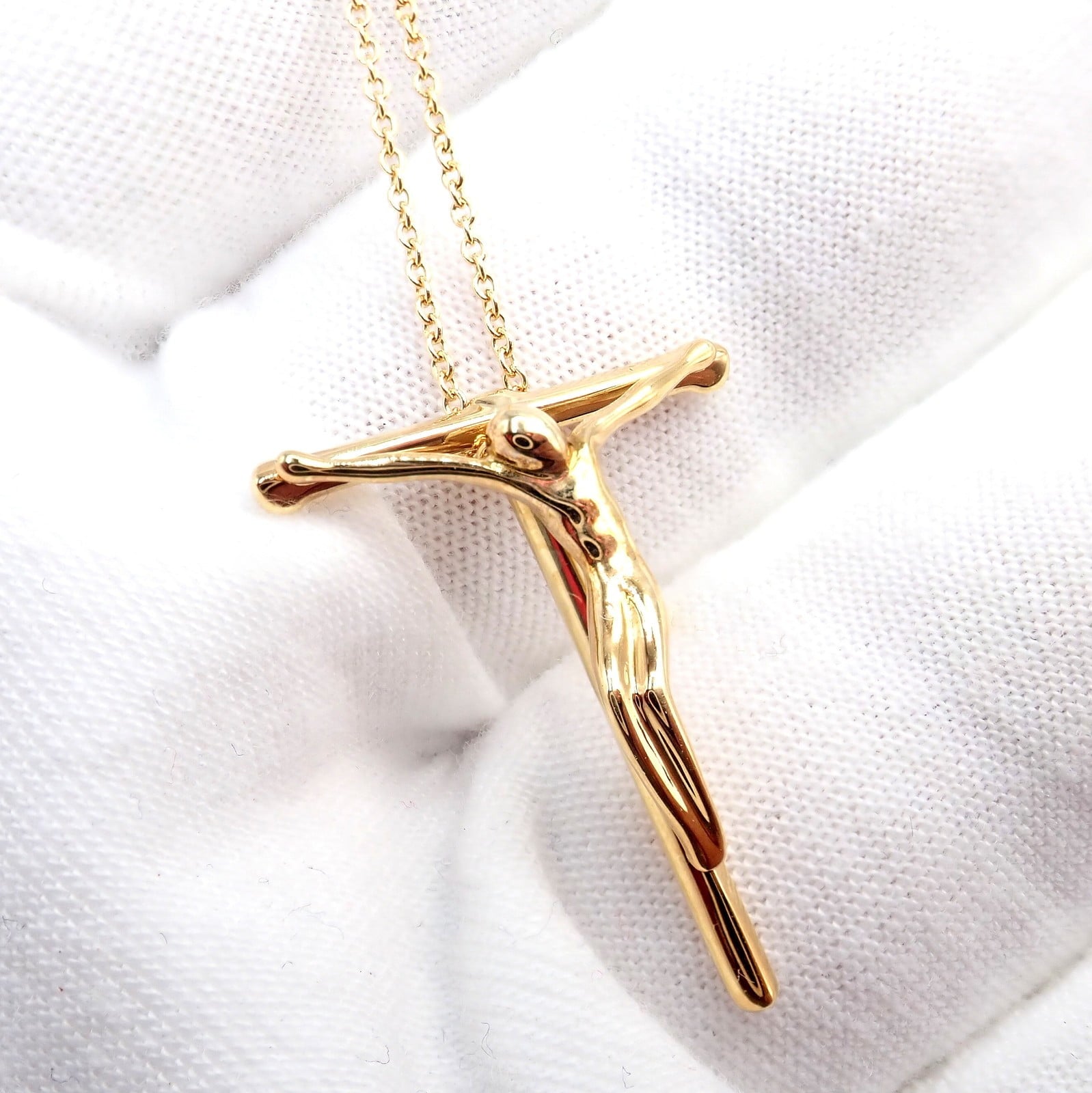 Tiffany & Co. Jewelry & Watches:Fine Jewelry:Necklaces & Pendants Vintage! Tiffany & Co Peretti 18k Gold Jesus Rosary Cross Pendant Necklace