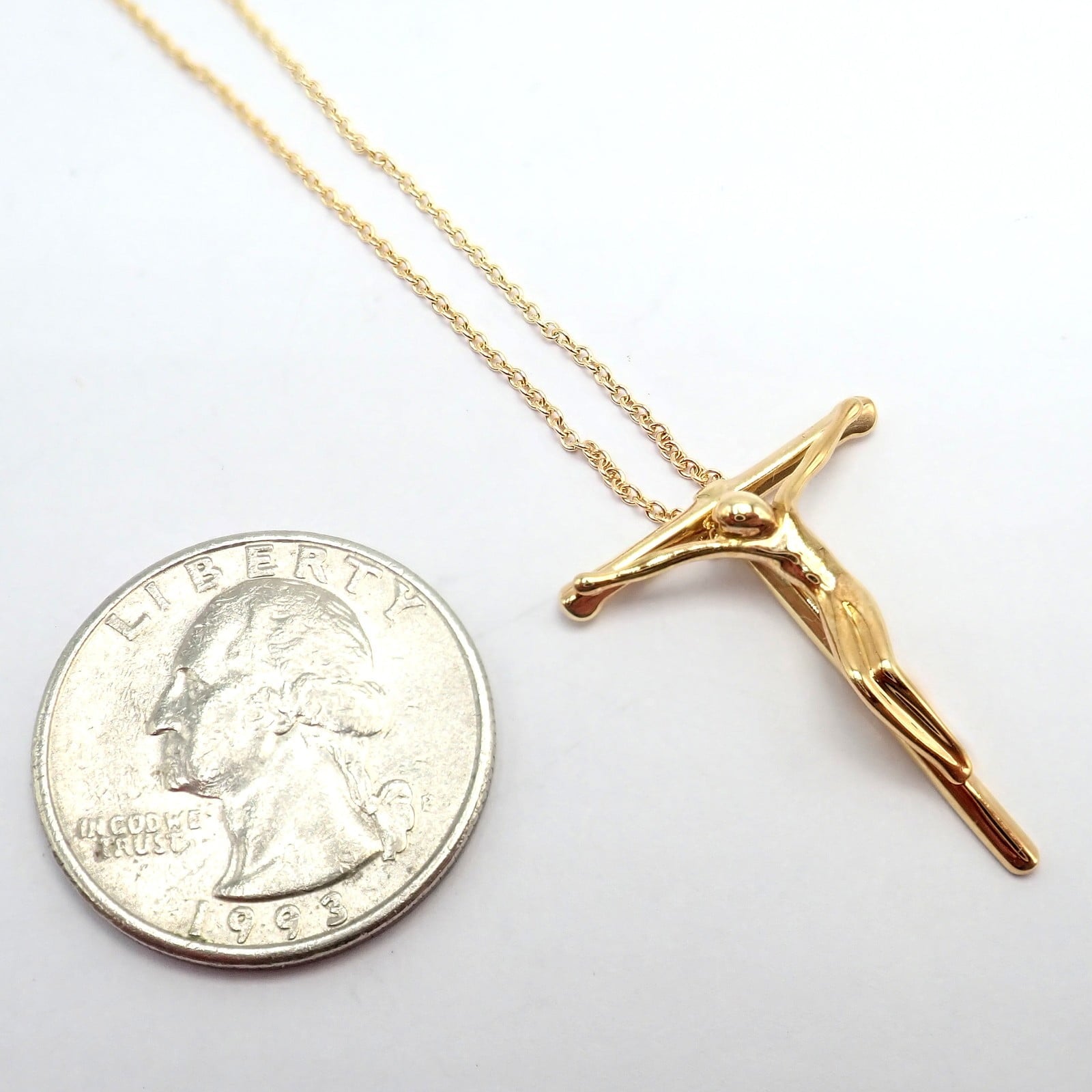 Tiffany & Co. Jewelry & Watches:Fine Jewelry:Necklaces & Pendants Vintage! Tiffany & Co Peretti 18k Gold Jesus Rosary Cross Pendant Necklace