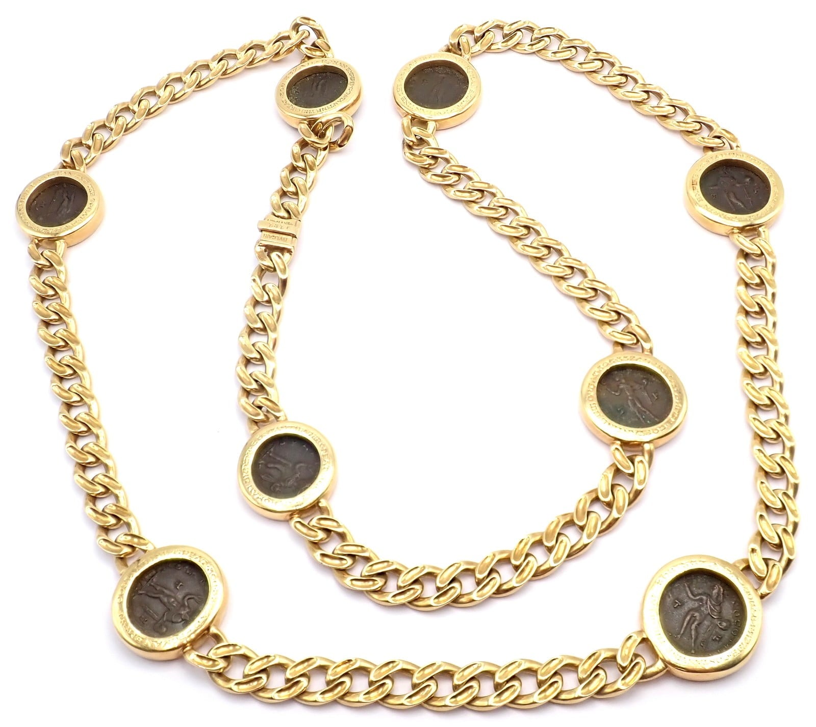 Bvlgari Jewelry & Watches:Fine Jewelry:Necklaces & Pendants Bvlgari Bulgari 18k Yellow Gold Antique 8 Coin Monete 32" Long Link Necklace