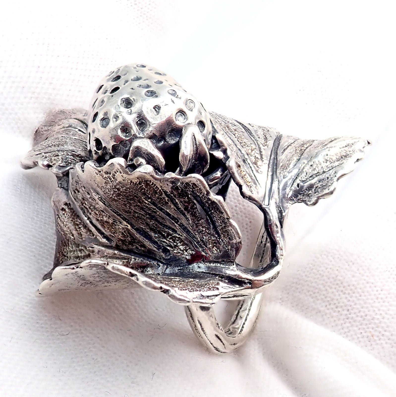Buccellati Jewelry & Watches:Fine Jewelry:Rings Rare! Vintage Mario Buccellati Silver Strawberry Leaf Branch Ring Sz 7