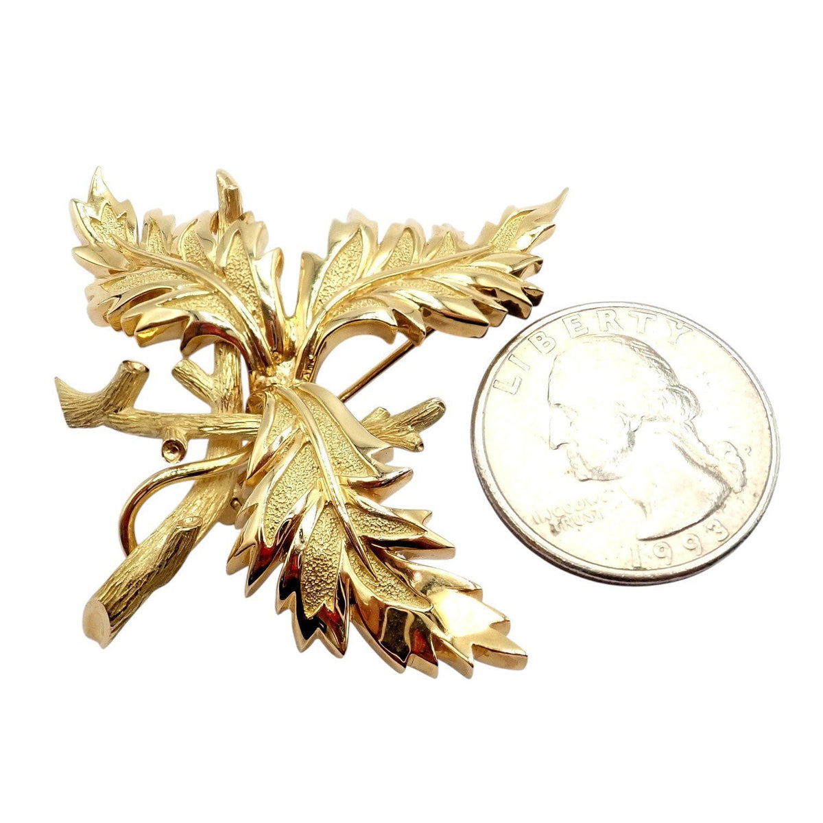 Tiffany & Co. Jewelry & Watches:Fine Jewelry:Brooches & Pins Vintage Tiffany & Co Schlumberger 18k Yellow Gold Large Leaf Brooch Pin