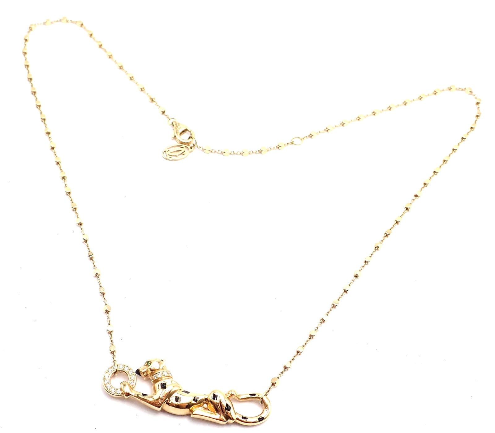 Cartier Jewelry & Watches:Fine Jewelry:Necklaces & Pendants Authentic! Cartier Panther 18k Yellow Gold Diamond Tsavorite Necklace Cert.