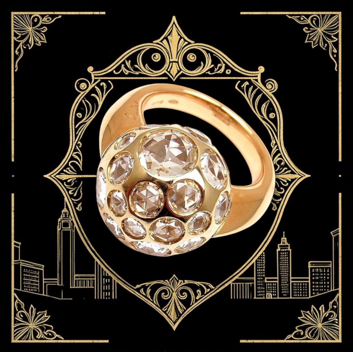 AUTHENTIC Pomellato Harem 18K Yellow Gold Rock Crystal Ring Sz 5 | Fortrove