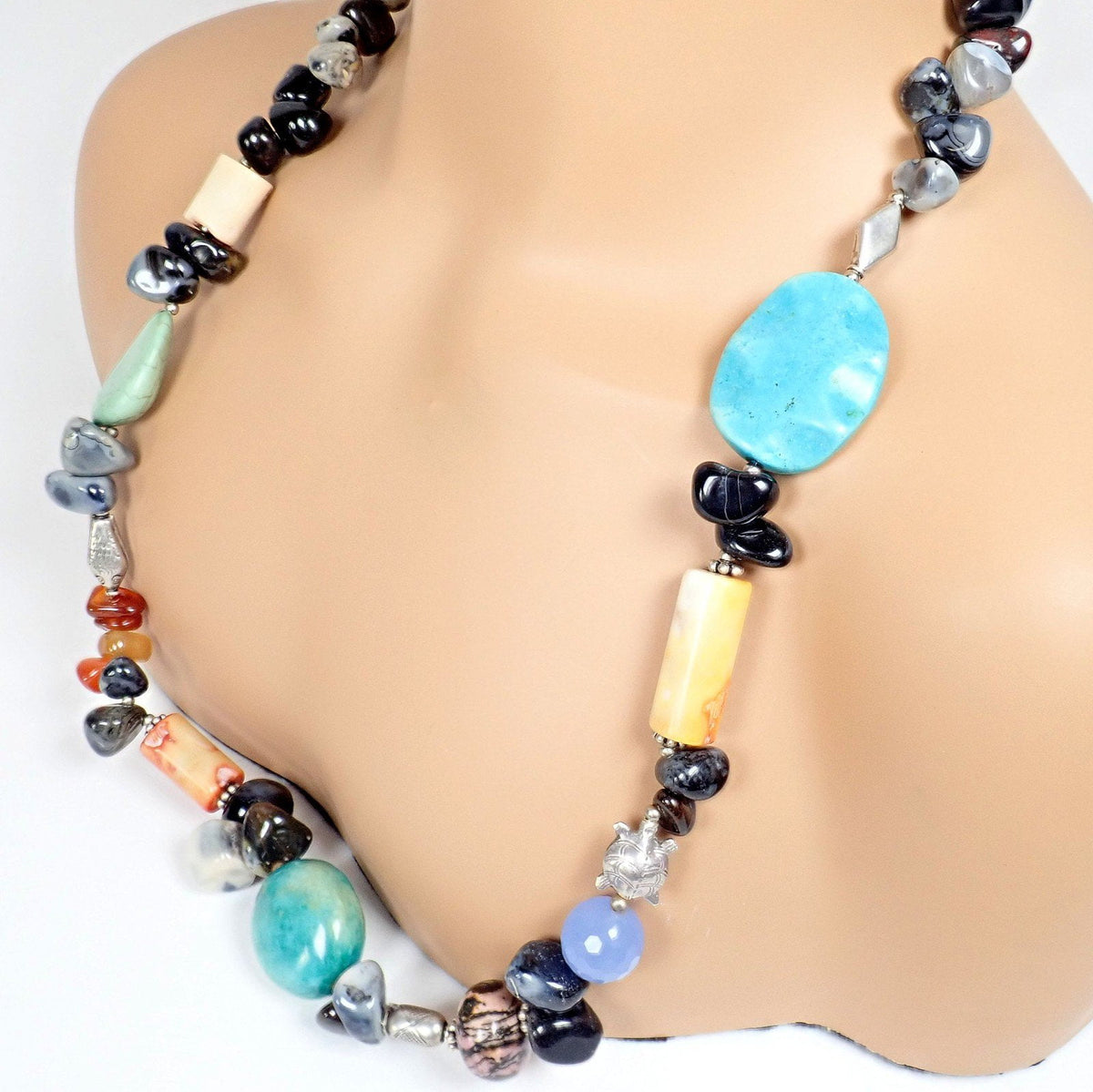 Buccellati Jewelry & Watches:Fine Jewelry:Necklaces & Pendants Rare! Mario Buccellati Free Time Silver Large Snake Turtle River Stone Necklace