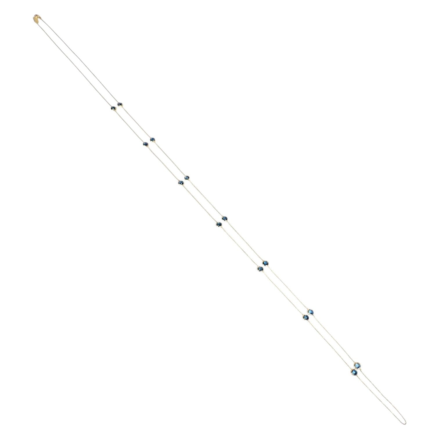 Ippolita 18k Yellow Gold 14 Station Blue Sapphire 48" Long Lollipop Necklace | Fortrove