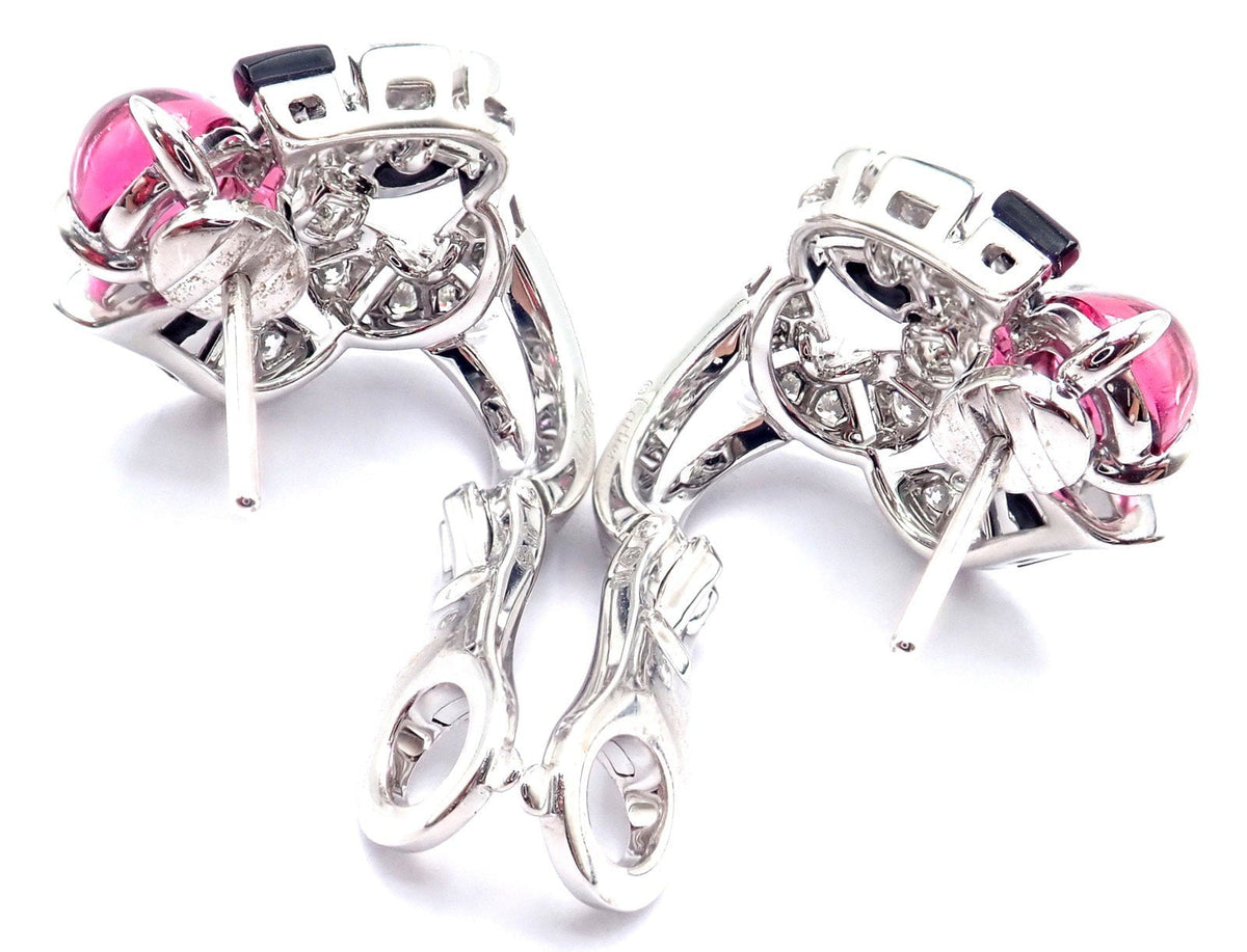 Cartier Jewelry & Watches:Fine Jewelry:Earrings Rare! Cartier Beautes Du Monde 18k White Gold Diamond Rubellite Onyx Earrings