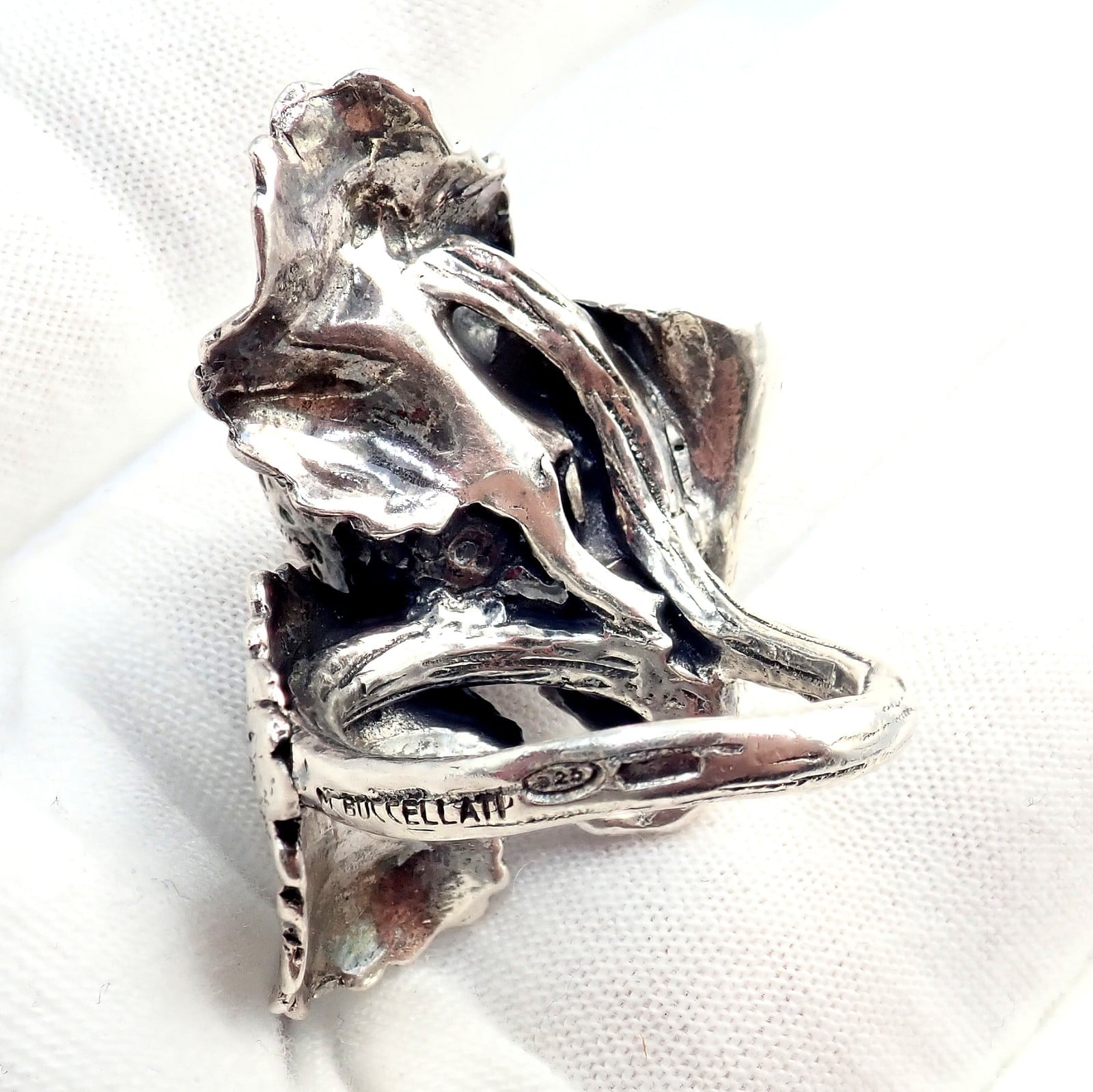 Buccellati Jewelry & Watches:Fine Jewelry:Rings Rare! Vintage Mario Buccellati Silver Strawberry Leaf Branch Ring Sz 7