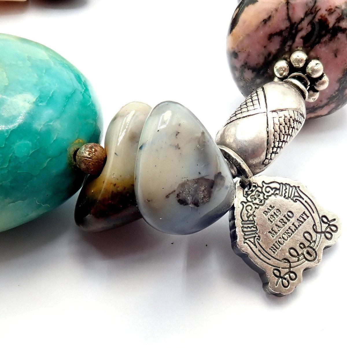 Buccellati Jewelry & Watches:Fine Jewelry:Necklaces & Pendants Rare! Mario Buccellati Free Time Silver Large Snake Turtle River Stone Necklace