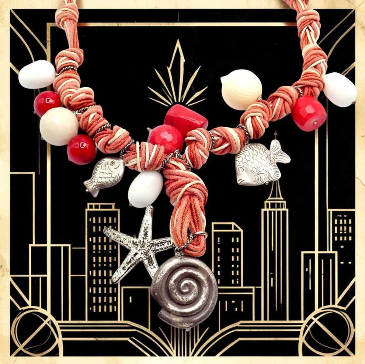 Buccellati Jewelry & Watches:Fine Jewelry:Necklaces & Pendants Rare! Vintage Mario Buccellati Free Time Silver Large Red Coral Fish Necklace
