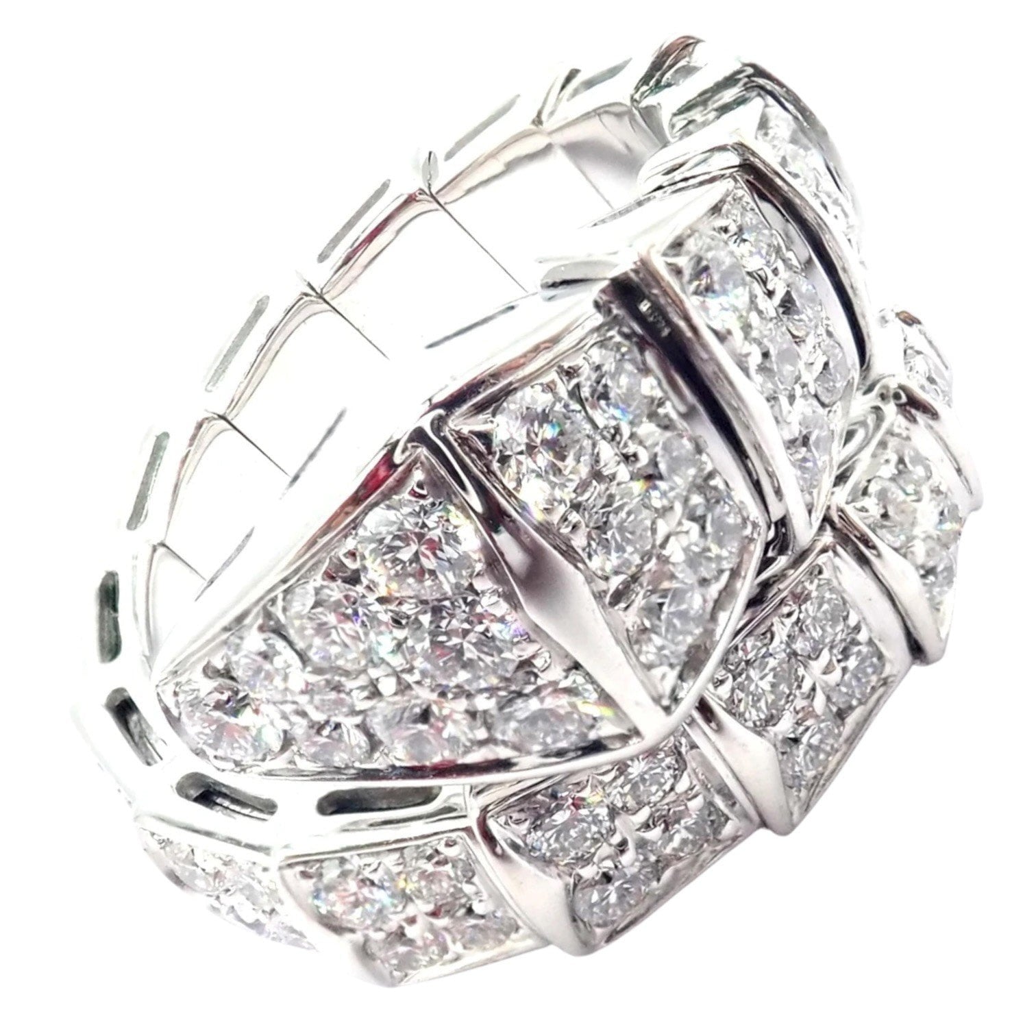 Bvlgari Jewelry & Watches:Fine Jewelry:Rings Authentic! Bulgari Bvlgari Serpenti Viper 18k White Gold Diamond Band Ring Cert