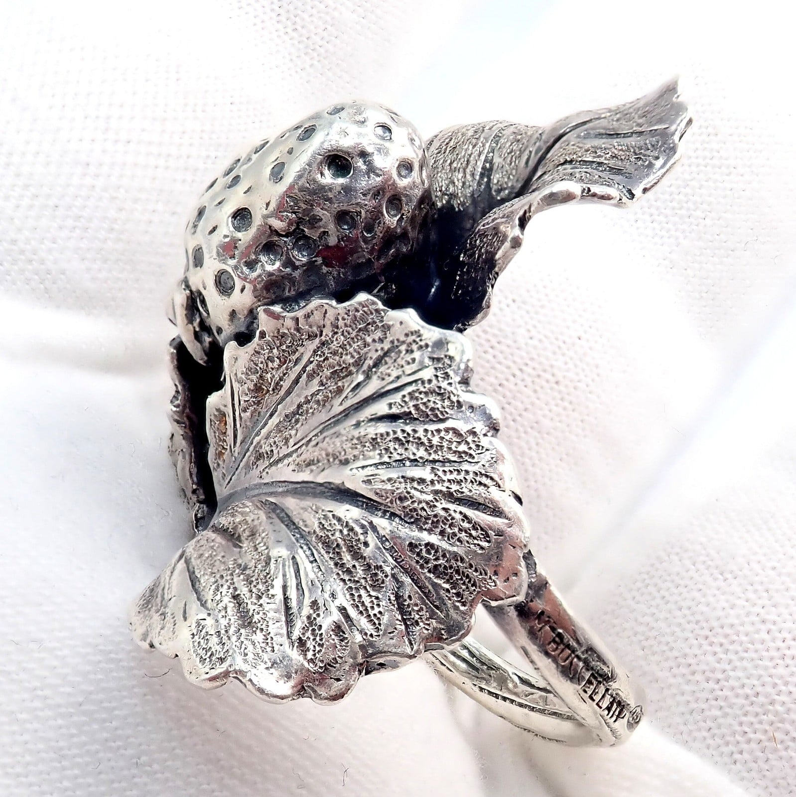Buccellati Jewelry & Watches:Fine Jewelry:Rings Rare! Vintage Mario Buccellati Silver Strawberry Leaf Branch Ring Sz 7