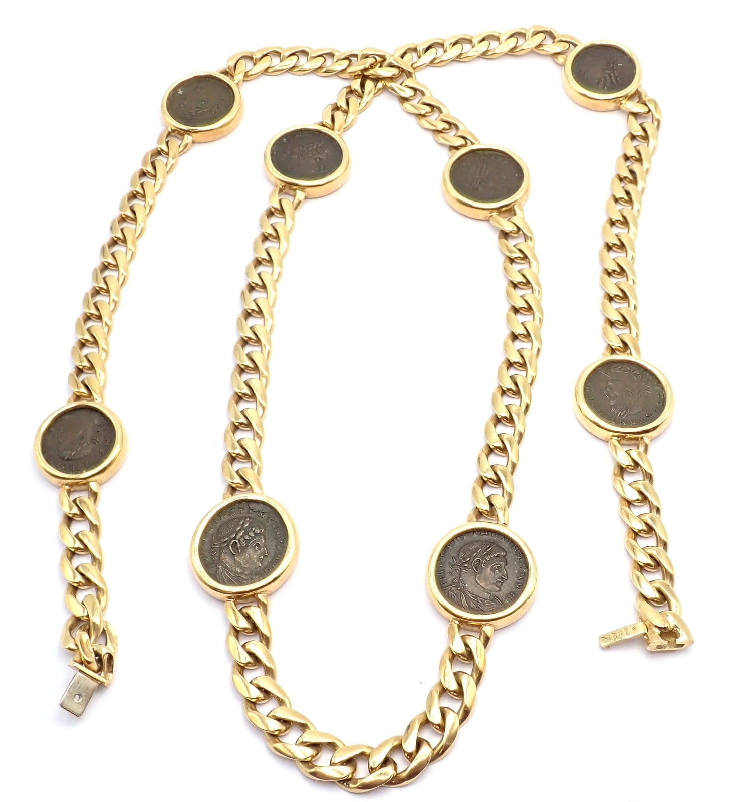 Bvlgari Jewelry & Watches:Fine Jewelry:Necklaces & Pendants Bvlgari Bulgari 18k Yellow Gold Antique 8 Coin Monete 32" Long Link Necklace