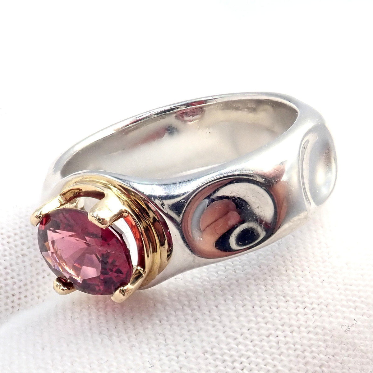 Tiffany & Co. Jewelry & Watches:Vintage & Antique Jewelry:Rings Tiffany & Co. Platinum 18k Yellow Gold Picasso Pink Tourmaline Groove Ring