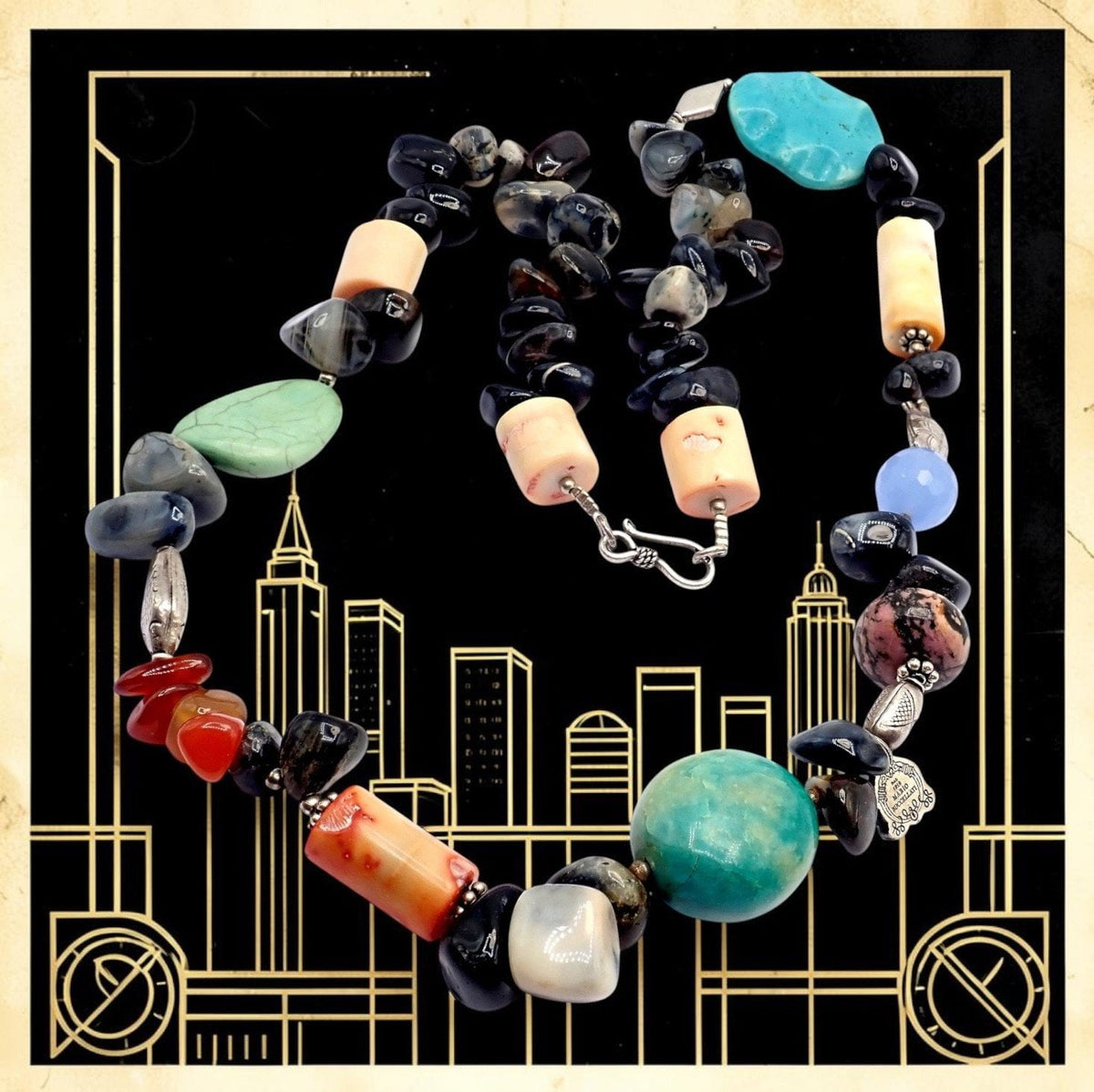 Buccellati Jewelry & Watches:Fine Jewelry:Necklaces & Pendants Rare! Mario Buccellati Free Time Silver Large Snake Turtle River Stone Necklace