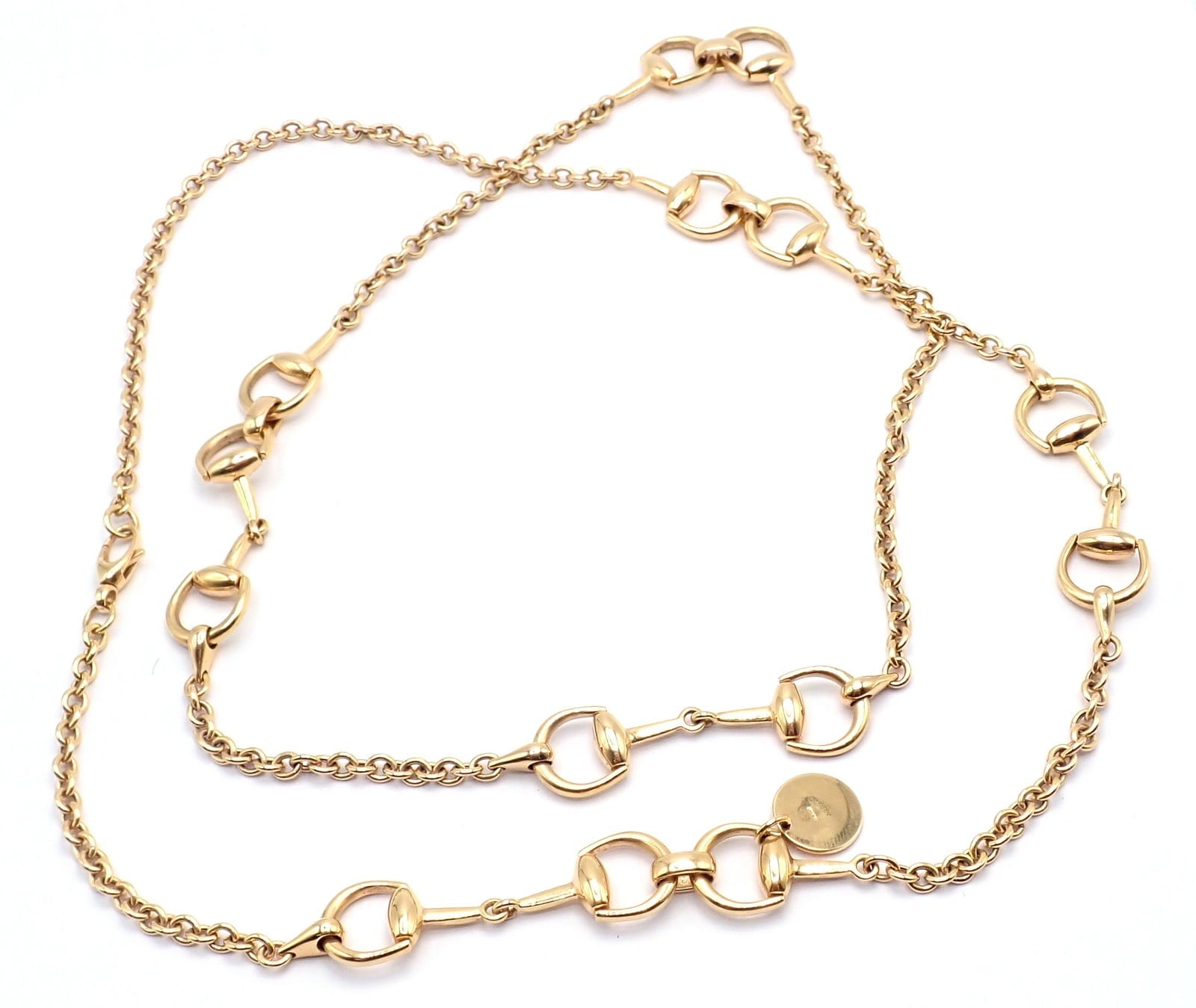 Gucci Jewelry & Watches:Fine Jewelry:Necklaces & Pendants Authentic! Gucci Equestrian 18k Yellow Gold 36" Long Horsebit Link Necklace
