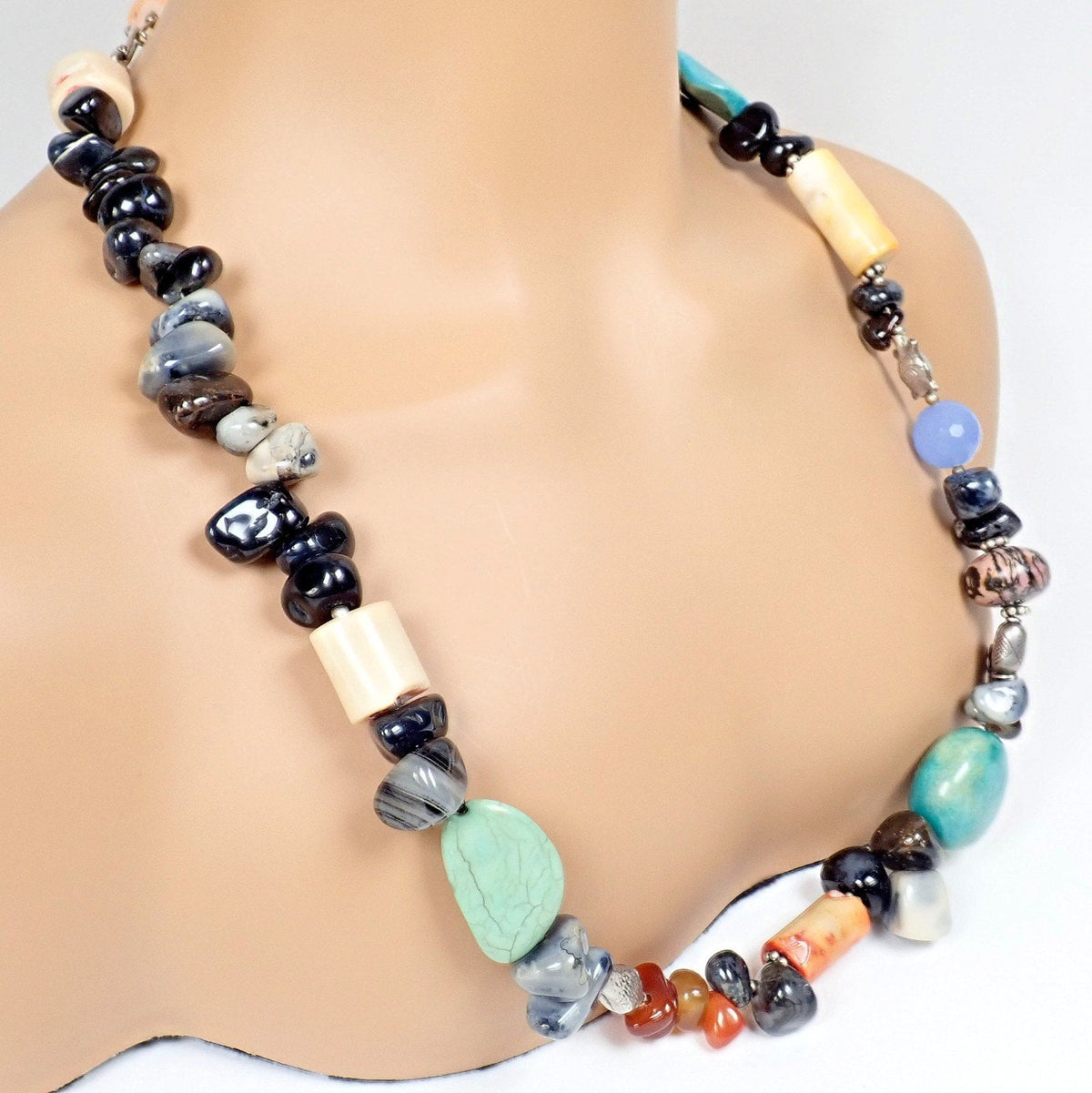 Buccellati Jewelry & Watches:Fine Jewelry:Necklaces & Pendants Rare! Mario Buccellati Free Time Silver Large Snake Turtle River Stone Necklace