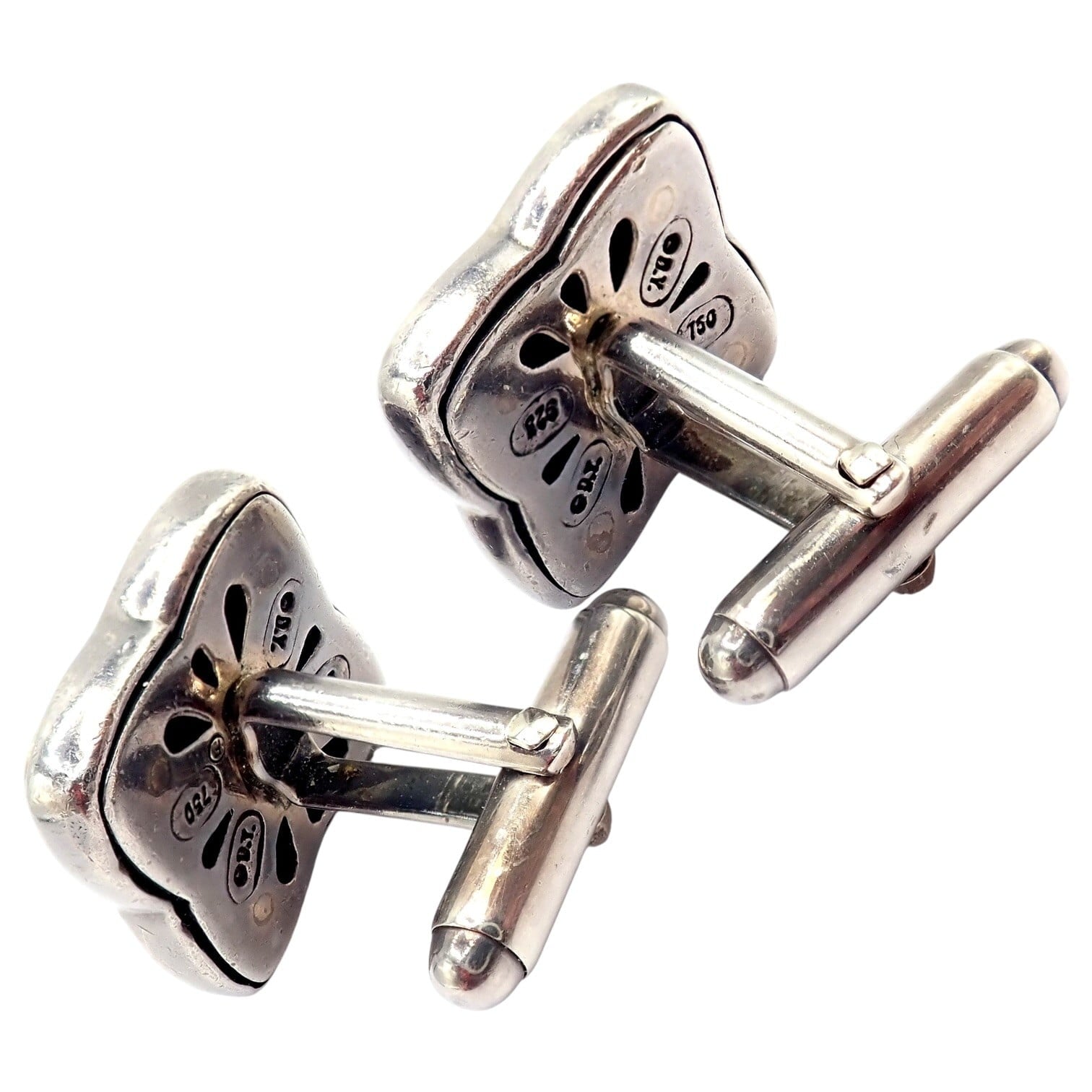 David Yurman Jewelry & Watches:Men's Jewelry:Cufflinks Authentic! David Yurman DY Silver 18k Yellow Gold Large Quatrefoil Cufflinks
