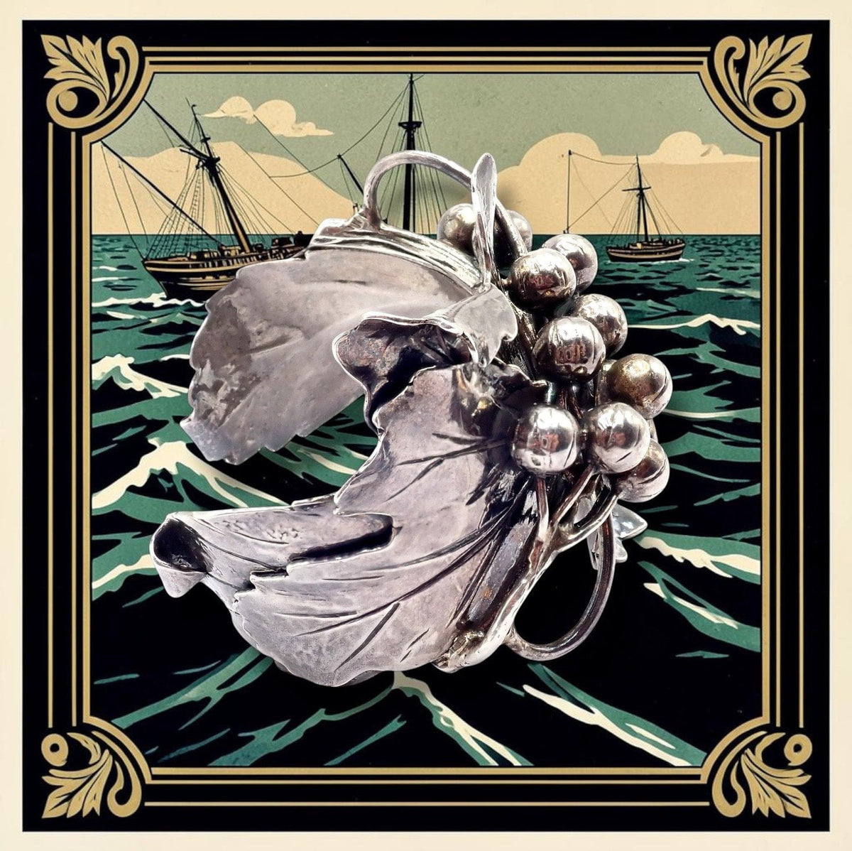 Buccellati Jewelry & Watches:Fine Jewelry:Bracelets & Charms Rare! Vintage Mario Buccellati Silver Berry Leaf Branch Wide Cuff Bracelet
